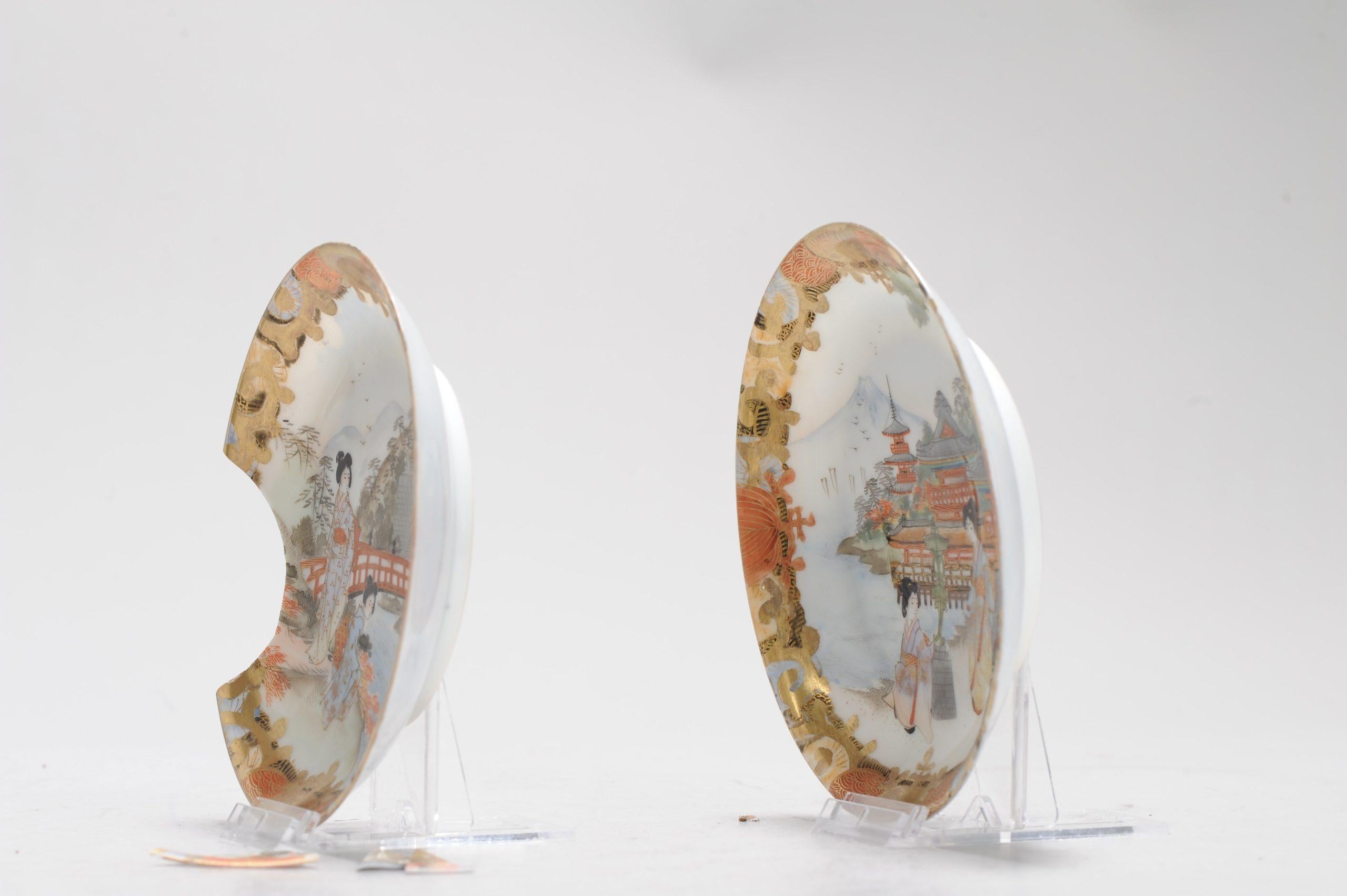 Set of 2 Antique Japanese Settwo Kutani Plates Porcelain Eggshell, 19th/20th C. In Good Condition For Sale In Amsterdam, Noord Holland
