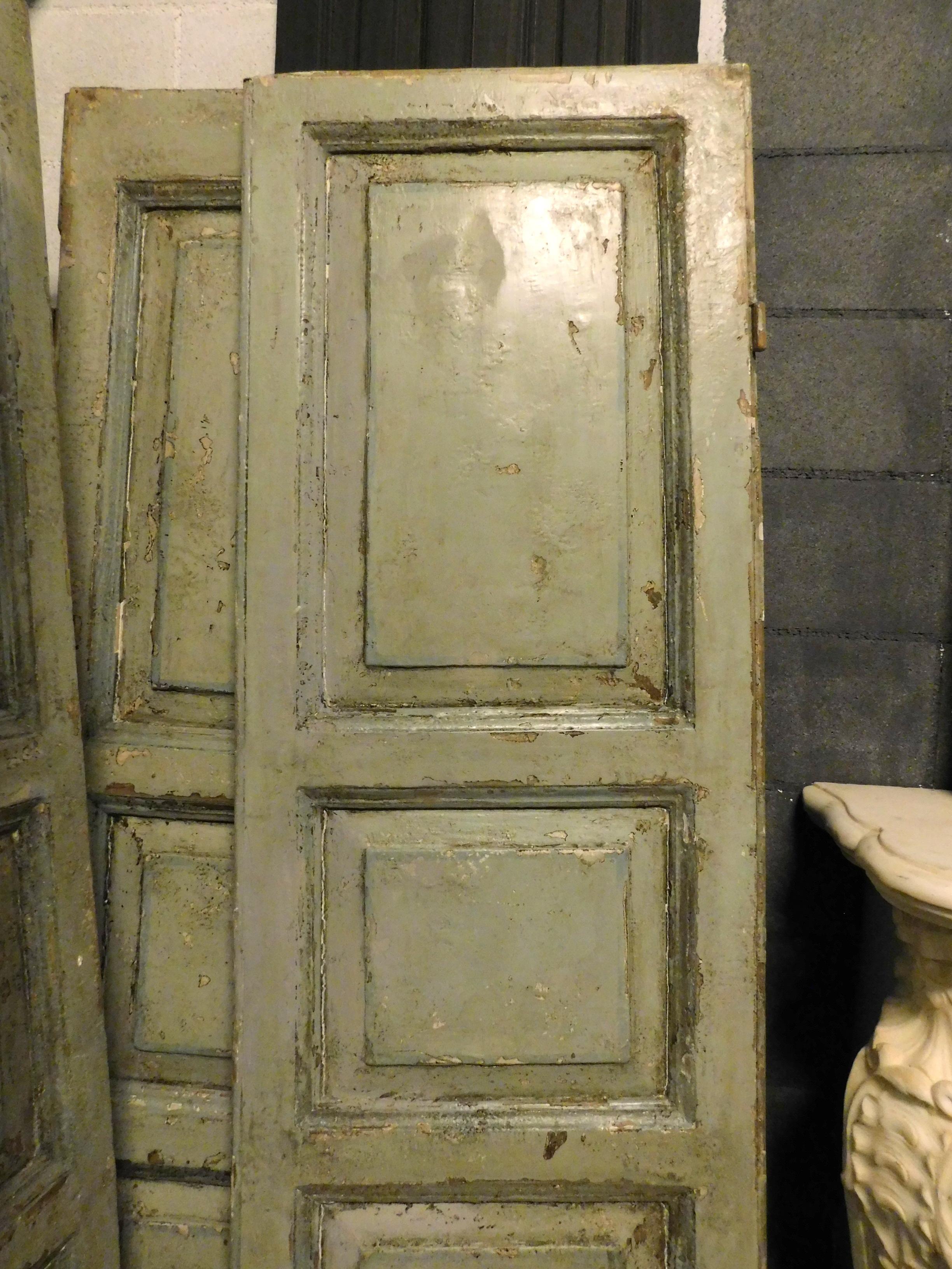 Set von 2 antik lackierten Doppeltüren, pulverblau lackiert, 19. Jahrhundert, Italien (Italienisch) im Angebot