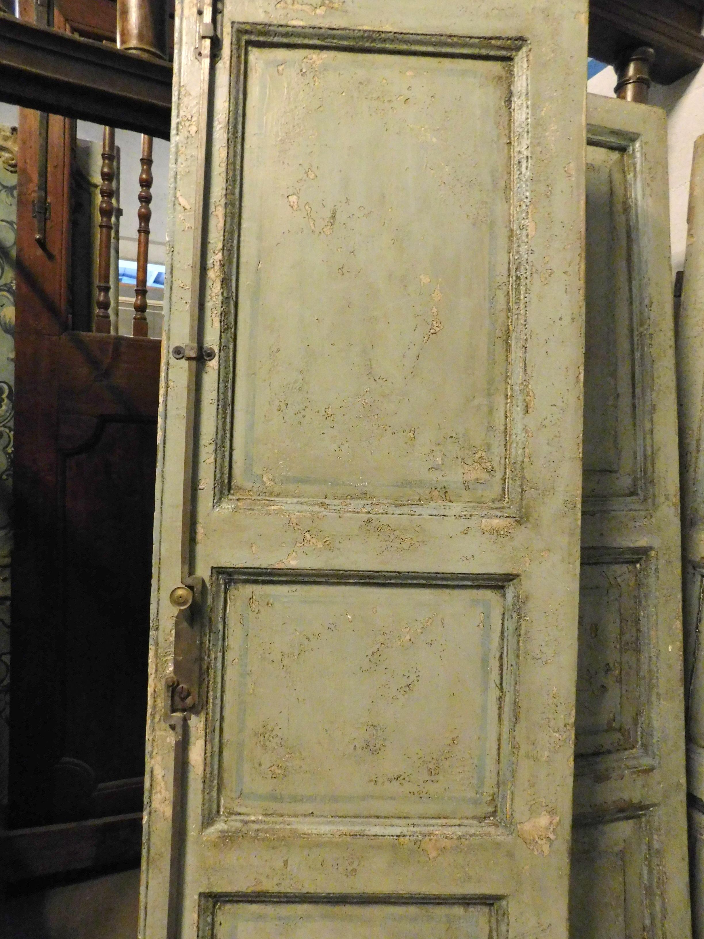 Set von 2 antik lackierten Doppeltüren, pulverblau lackiert, 19. Jahrhundert, Italien im Angebot 1