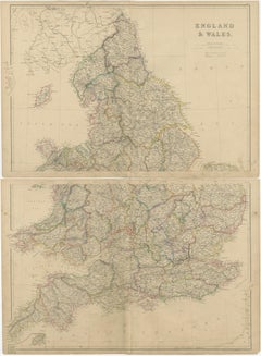 1859 Vintage Maps of England and Wales: Blackie's Imperial Geographic Detail