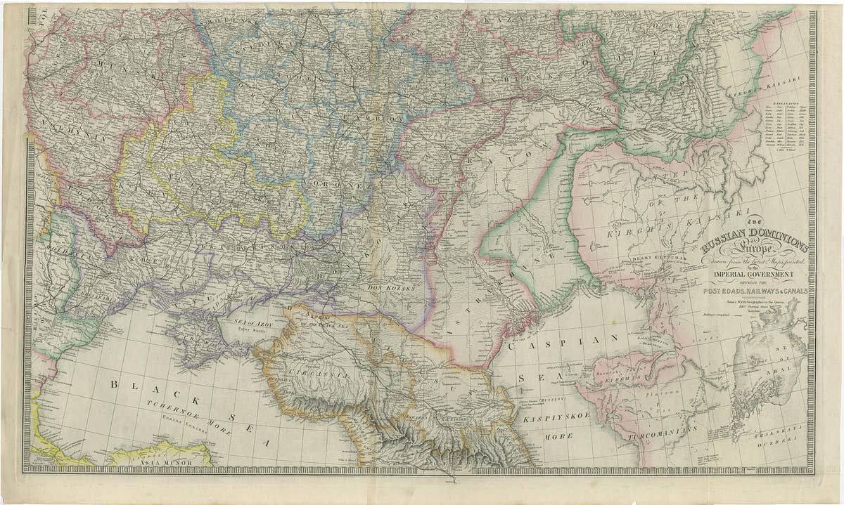 Set of 2 Antique Maps of Russia by Wyld, 1883