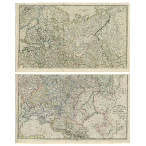 Set of 2 Antique Maps of Russia by Wyld, 1883
