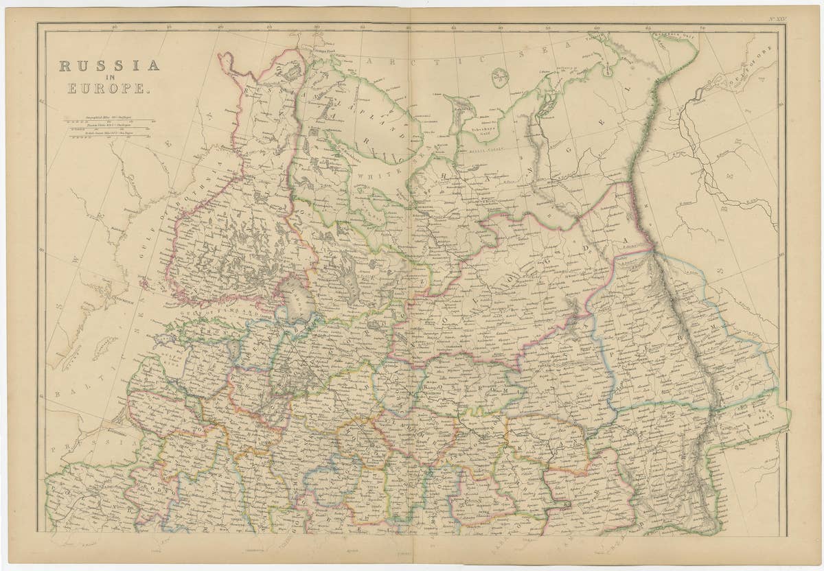 Set of 2 Antique Maps of Russia in Europe by W. G. Blackie, 1859