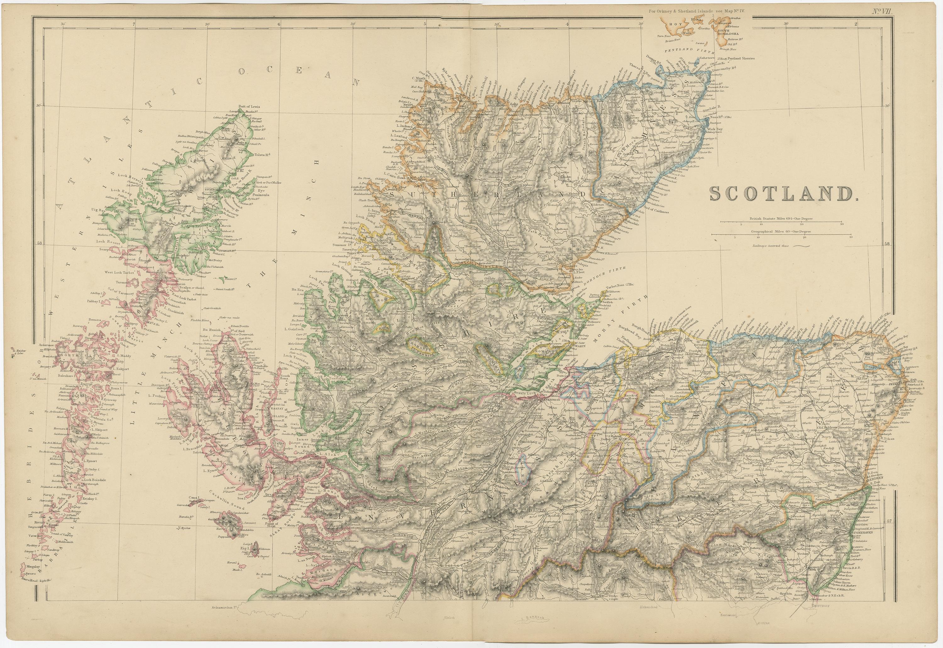 Set of 2 Antique Maps of Scotland by W. G. Blackie, 1859 In Good Condition For Sale In Langweer, NL