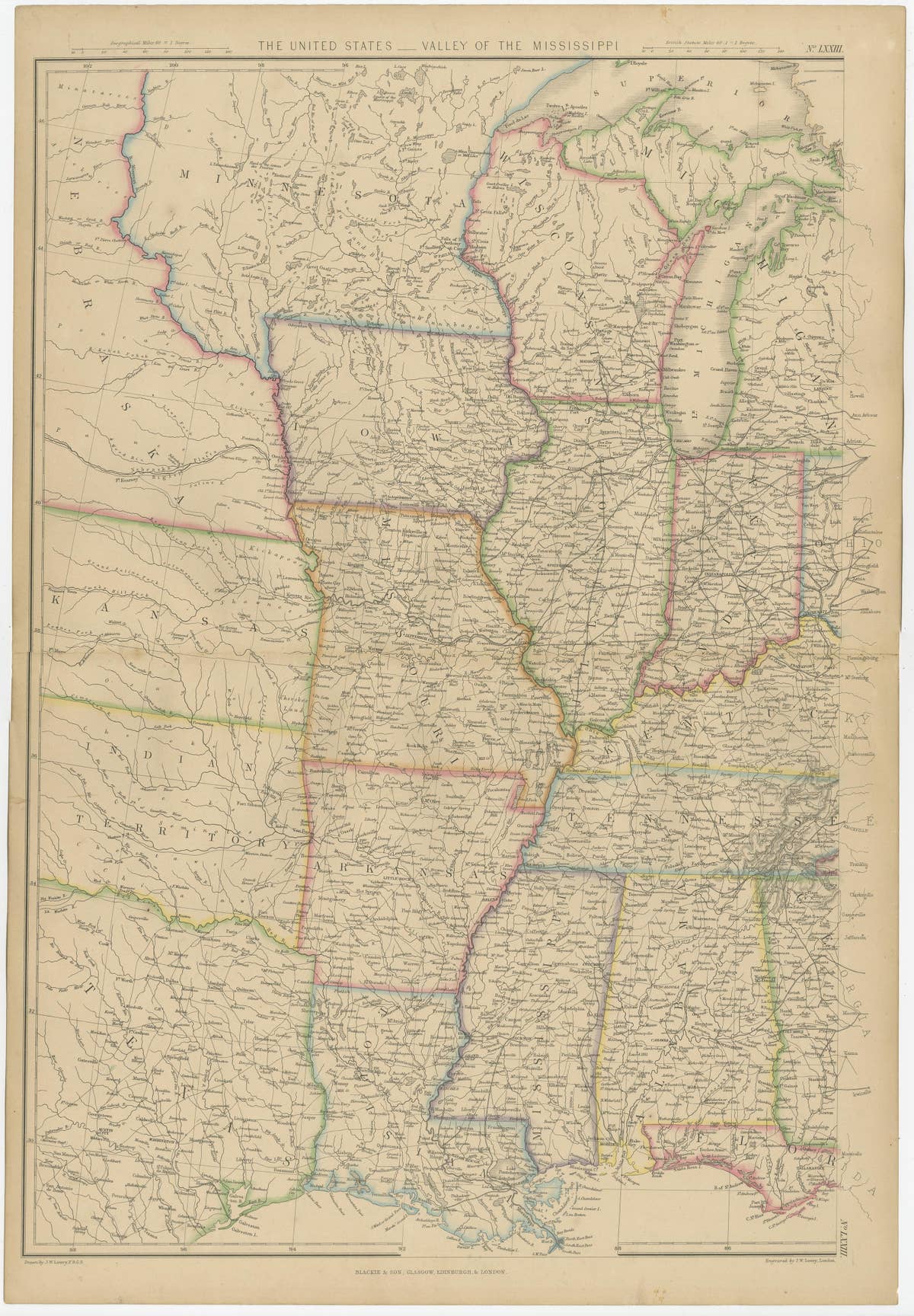 Set of 2 Antique Maps of the United States by W. G. Blackie, 1859