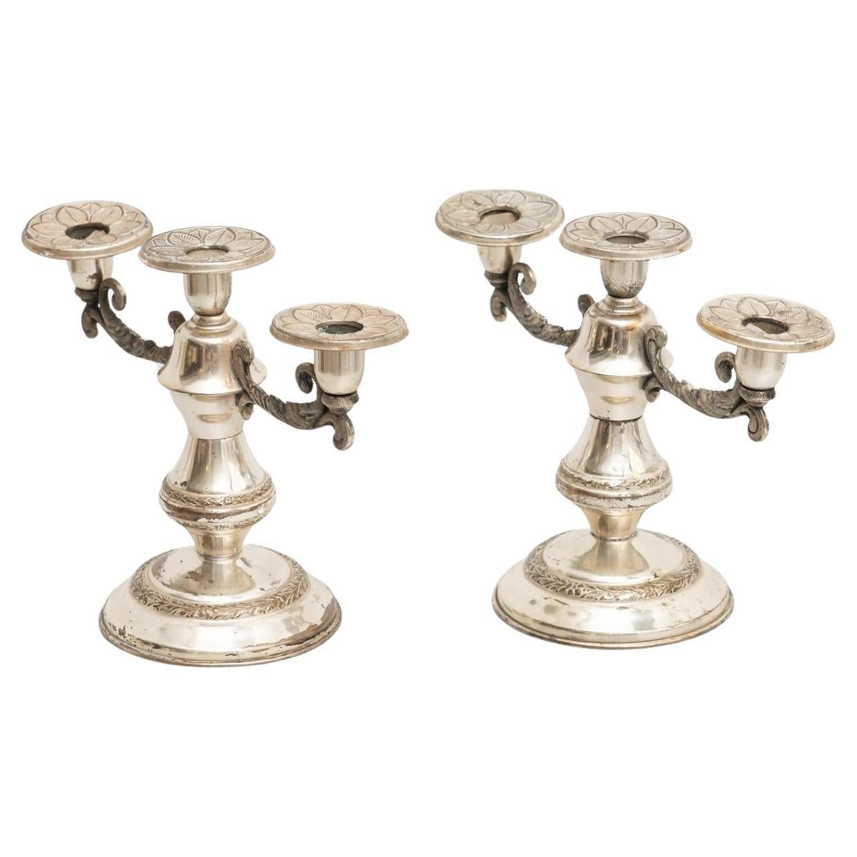 Set di 2 lampadari antichi in metallo, circa 1950