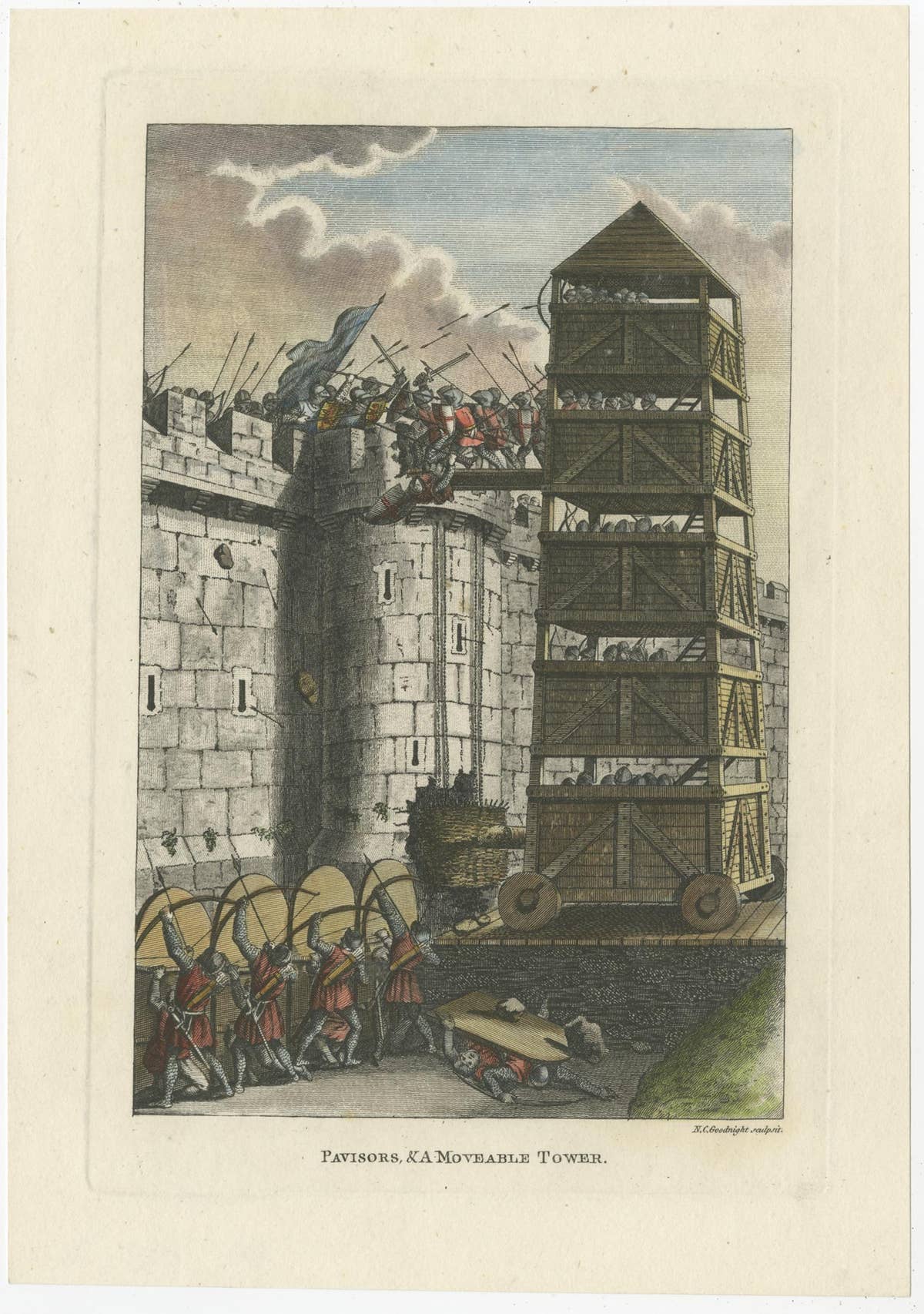 Set of 2 Antique Military Prints by Grose '1812'