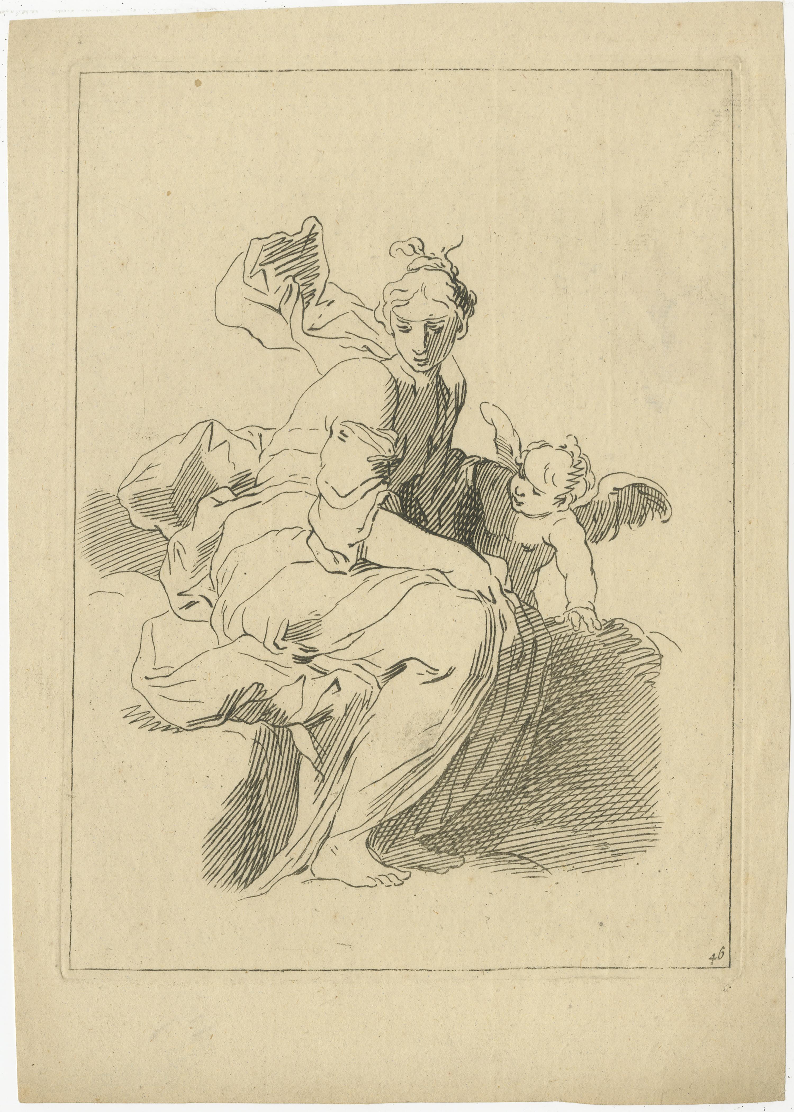 Set of 2 Antique Mythology Prints after Bloemaert 'c.1680' In Fair Condition For Sale In Langweer, NL