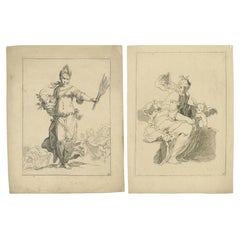 Set of 2 Antique Mythology Prints after Bloemaert 'c.1680'