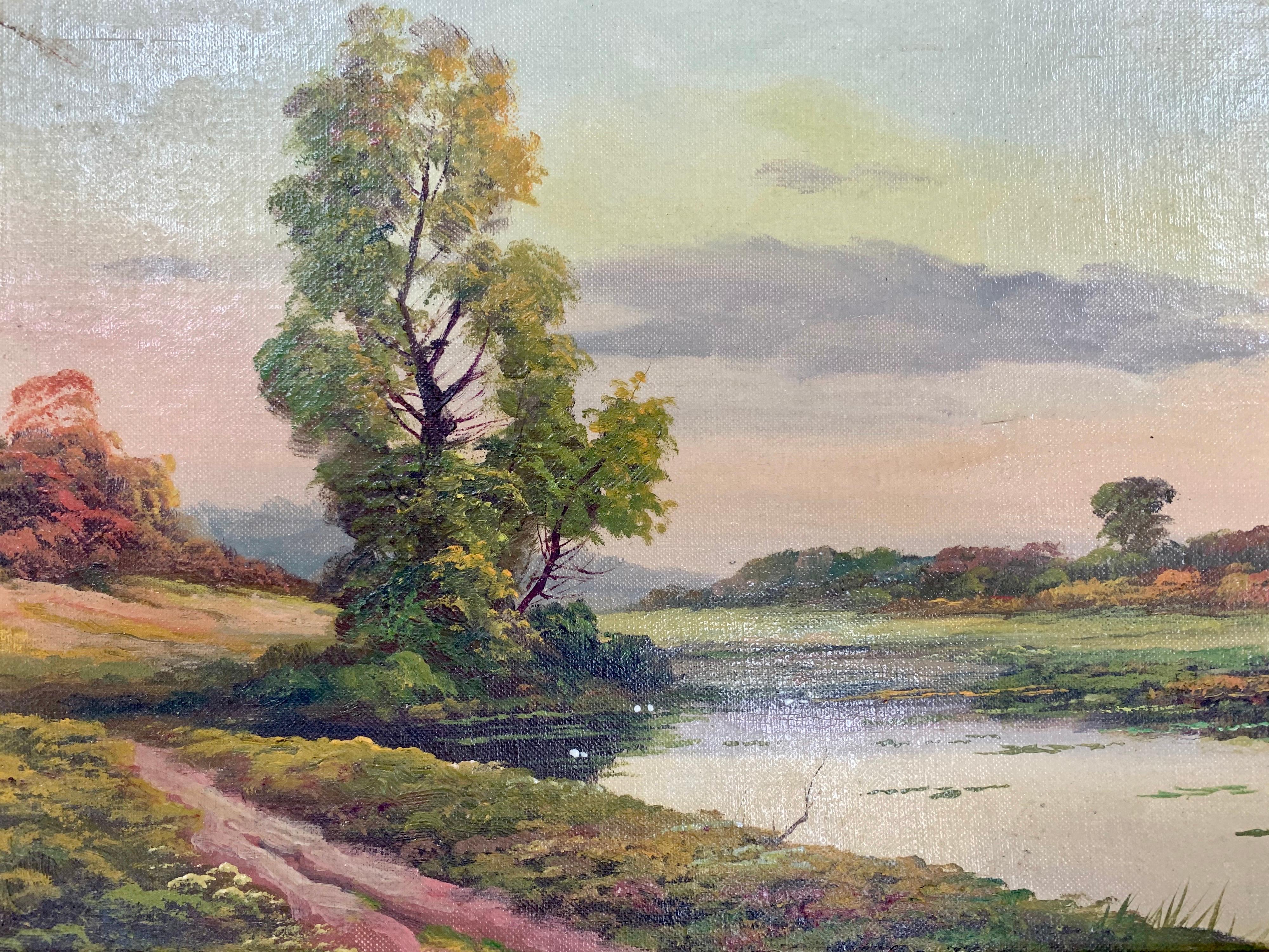 Set of 2 Antique Original Oil Landscape Paintings 2