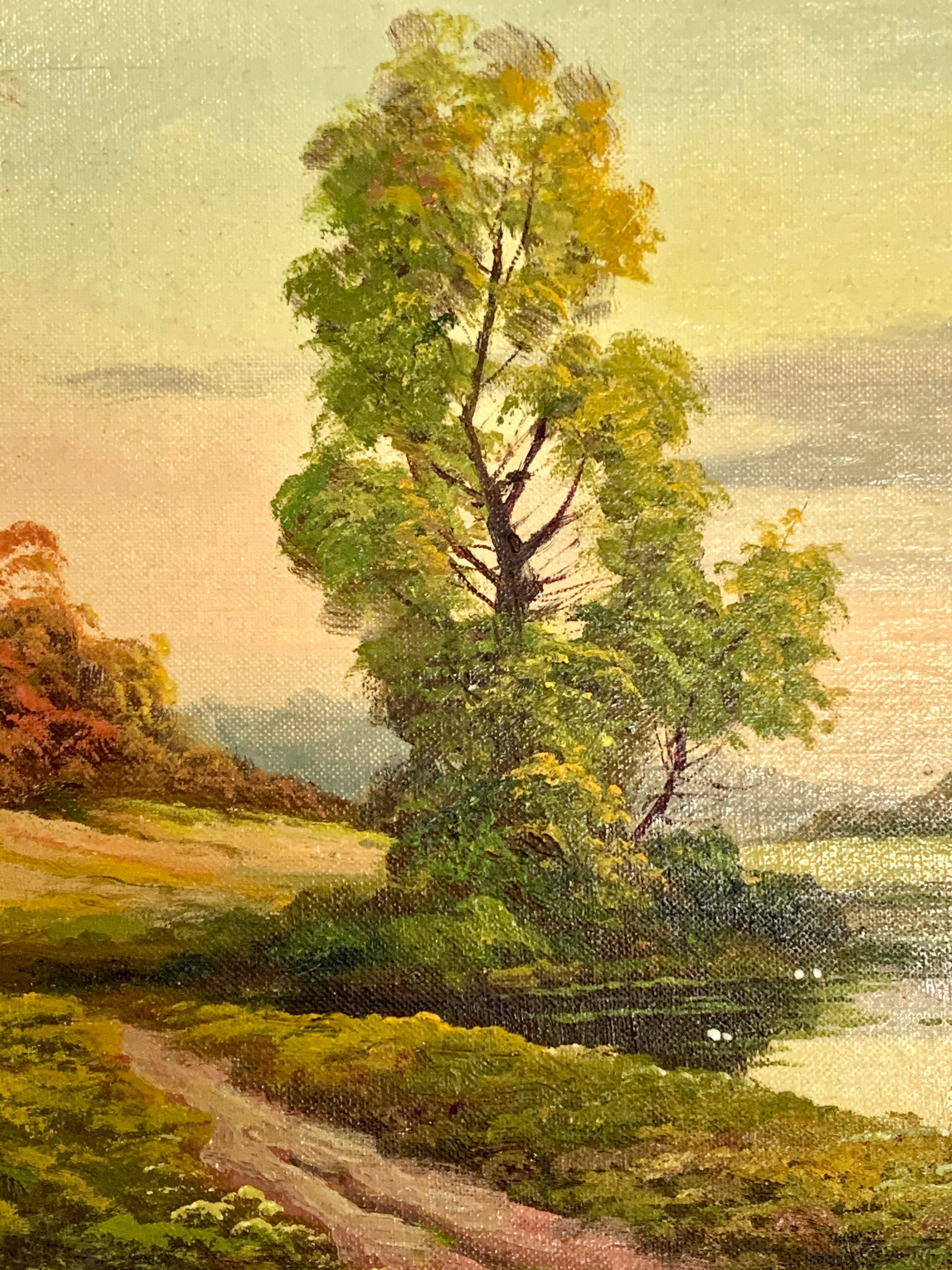 Set of 2 Antique Original Oil Landscape Paintings 3
