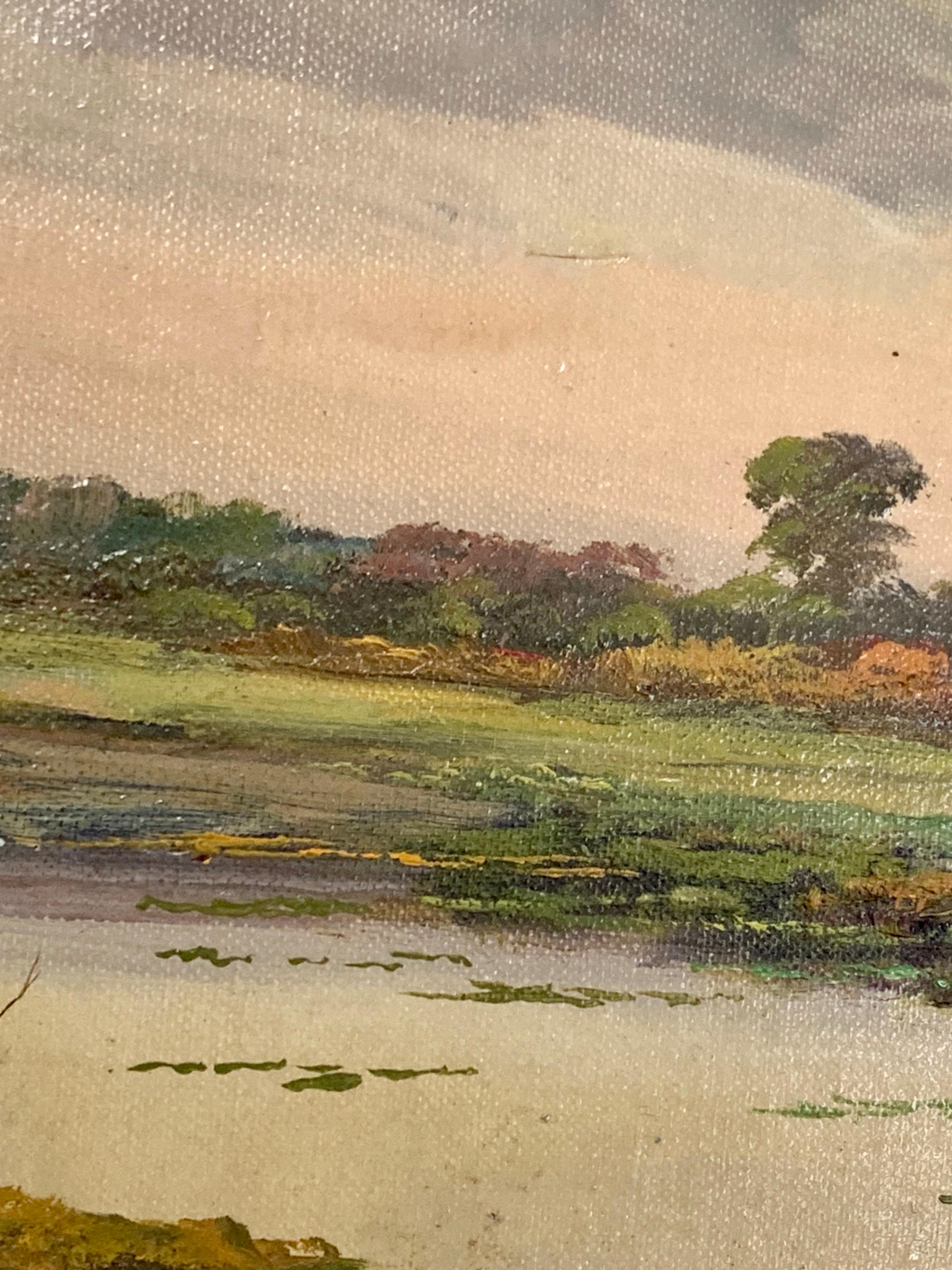 Set of 2 Antique Original Oil Landscape Paintings 4