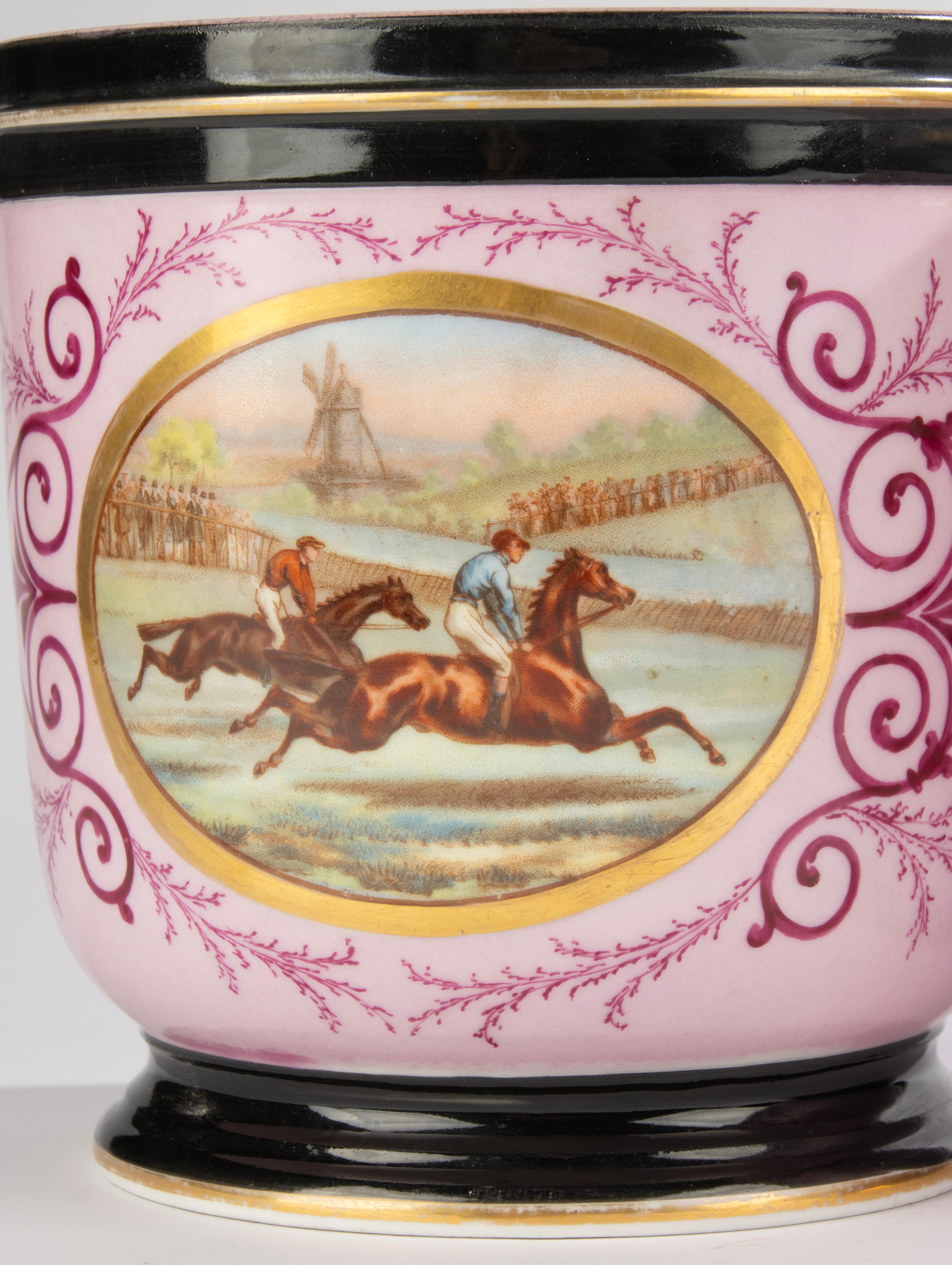 Belga Set di 2 antiche cachepot in porcellana - circa 1890 - Vieux Bruxelles in vendita