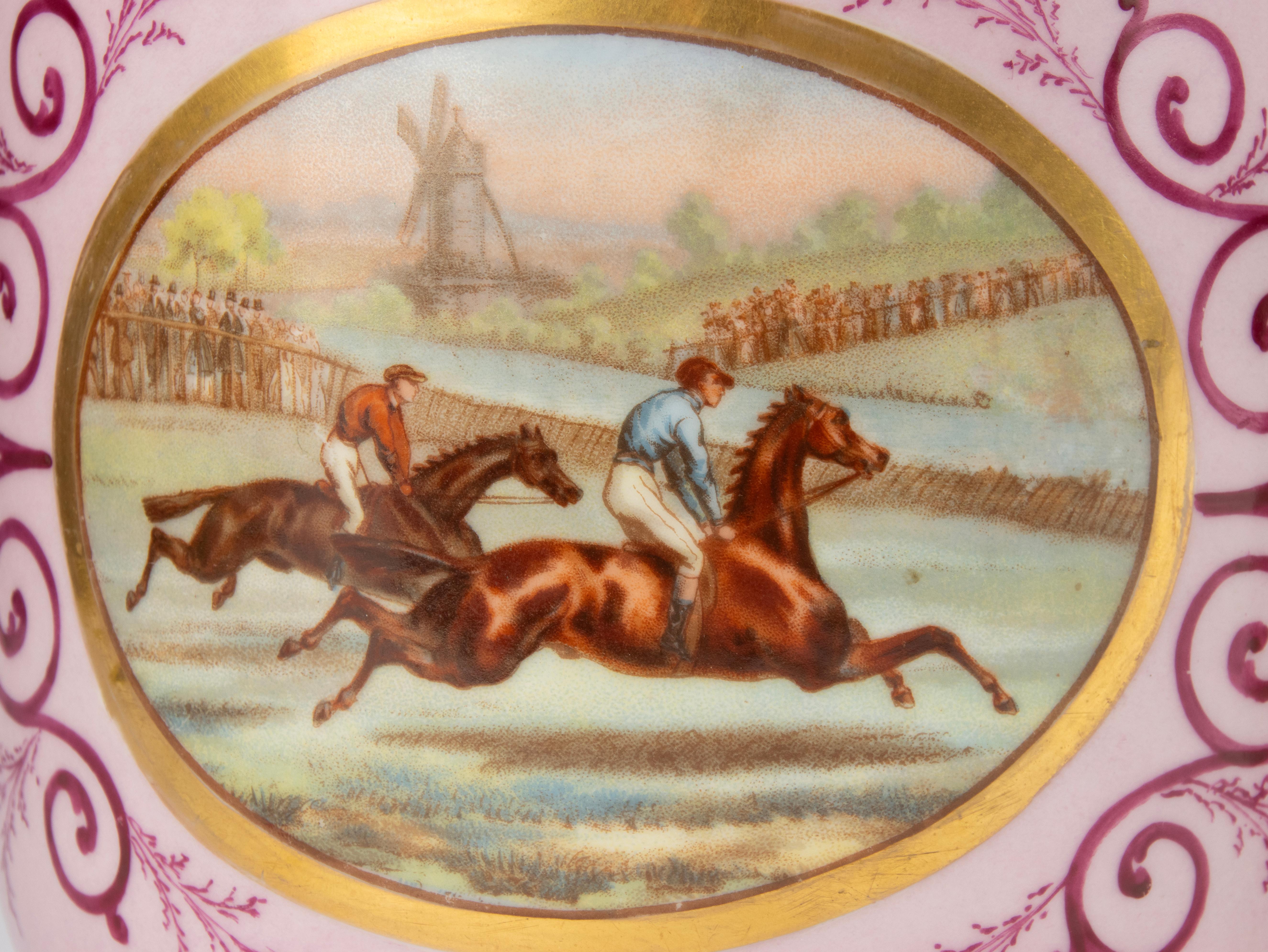 Dipinto a mano Set di 2 antiche cachepot in porcellana - circa 1890 - Vieux Bruxelles in vendita