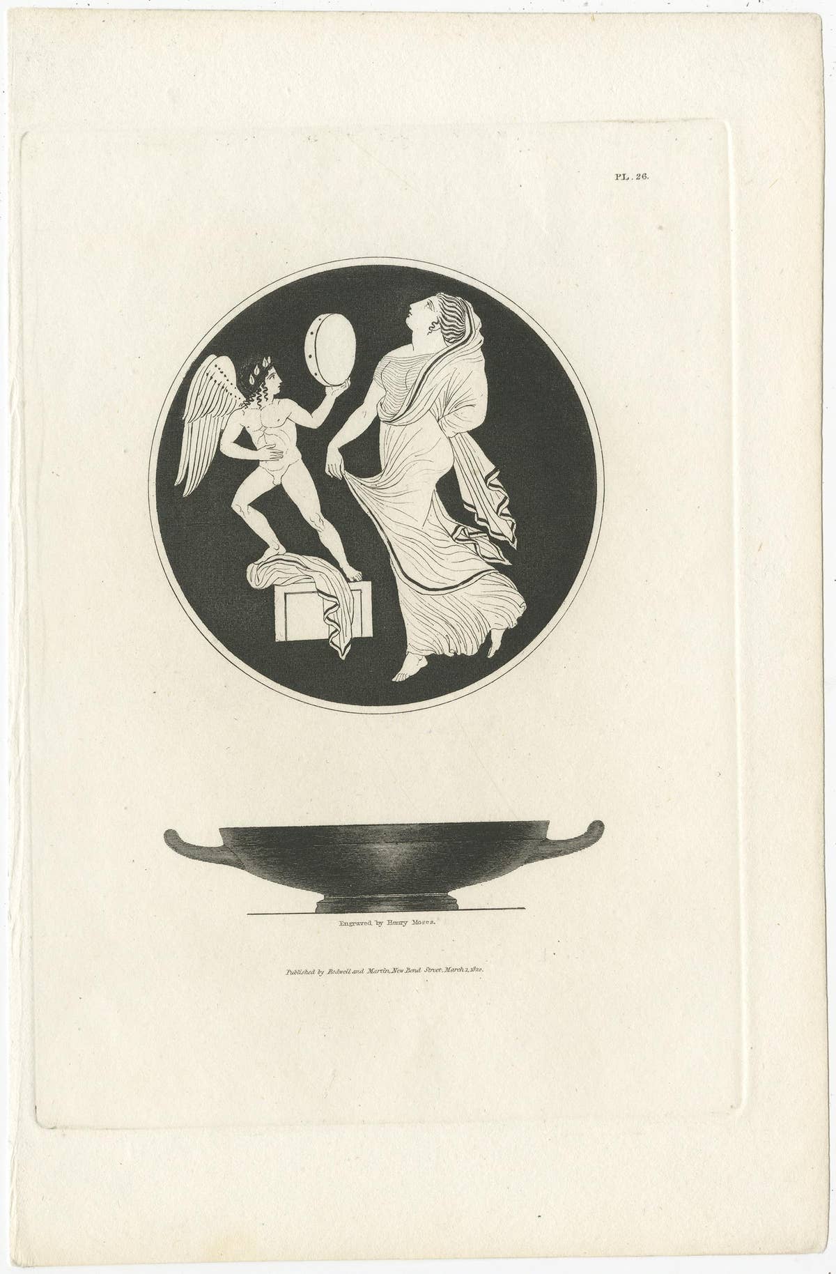Set of 2 Antique Prints Depicting the Design of Vases/Plates by Moses, 1820