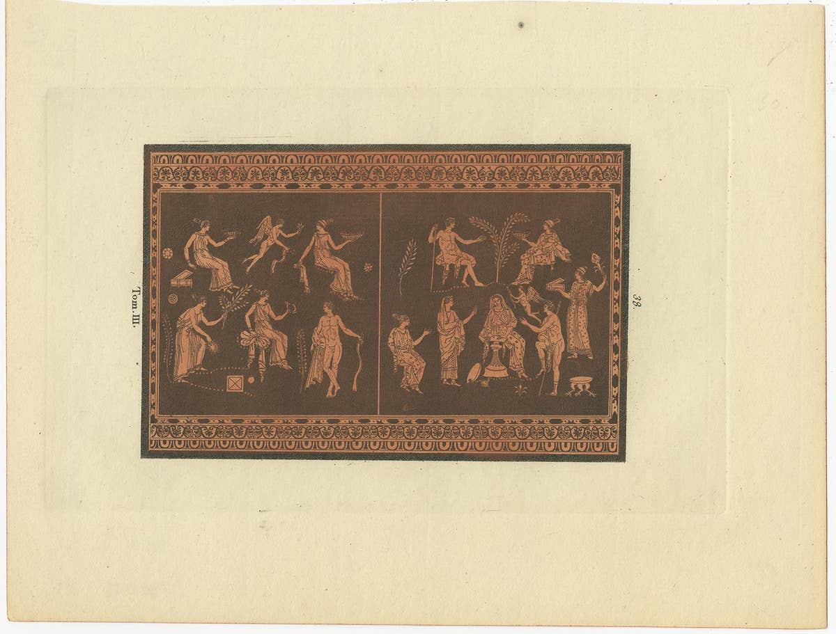 Set of 2 Antique Prints Depicting Various Figures and Scenes, circa 1840