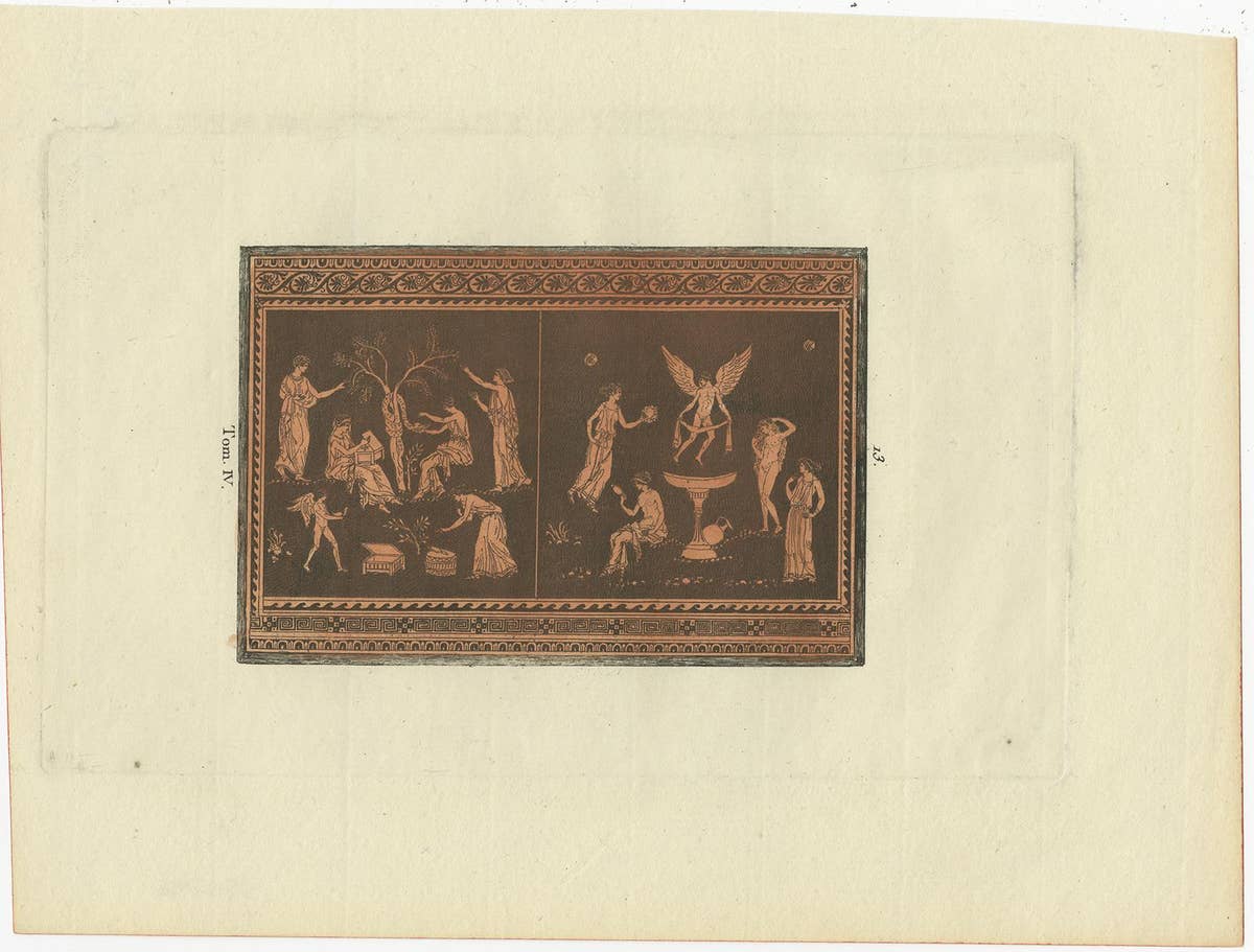 Set of 2 Antique Prints Depicting Various Figures and Scenes, circa 1840