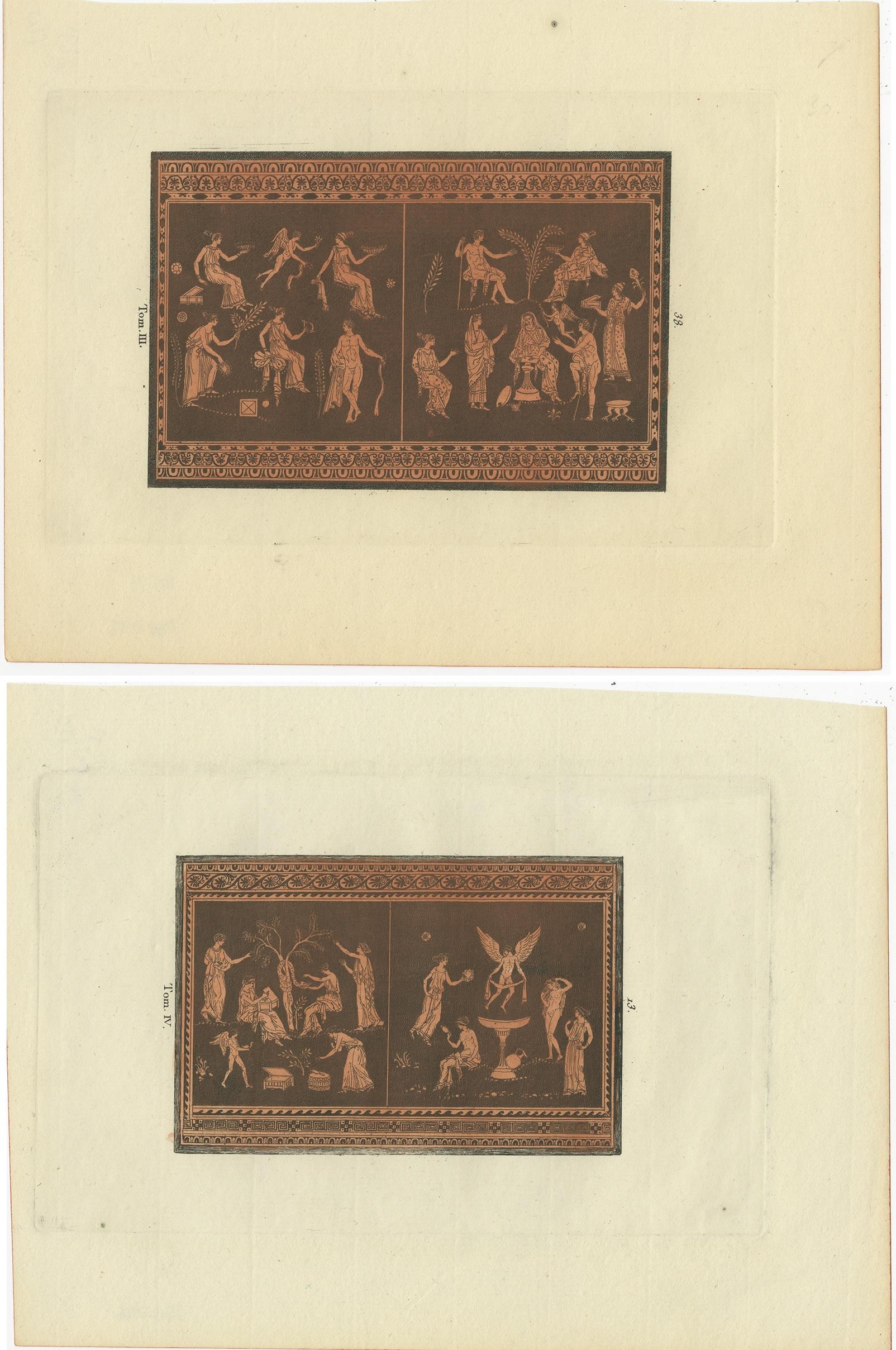 19th Century Set of 2 Antique Prints Depicting Various Figures and Scenes, circa 1840 For Sale