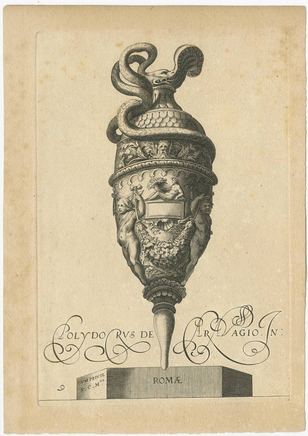Set of 2 Antique Prints of Decorated Vases, circa 1840