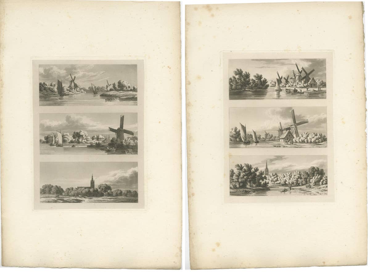 Set of 2 Antique Prints of Flanders and Holland, circa 1820