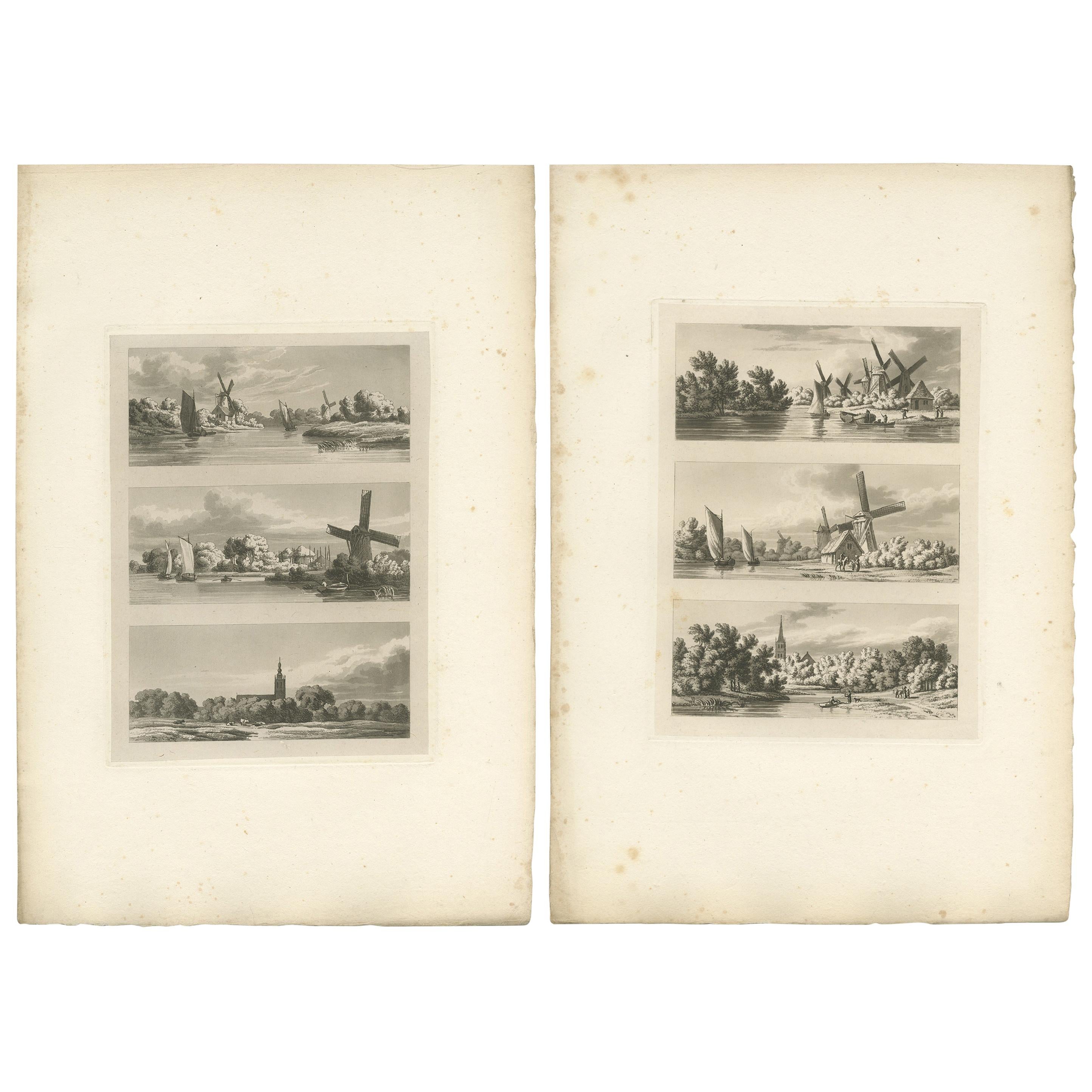 Set of 2 Antique Prints of Flanders and Holland, circa 1820