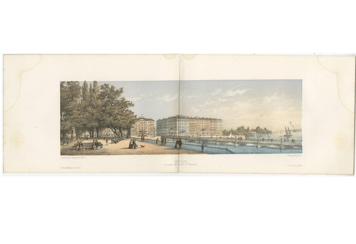 Set of 2 Antique Prints of Geneva by Morel, circa 1850