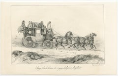 Set of 2 Antique Prints of Horse and Carriage by Lemercier 'c.1835'