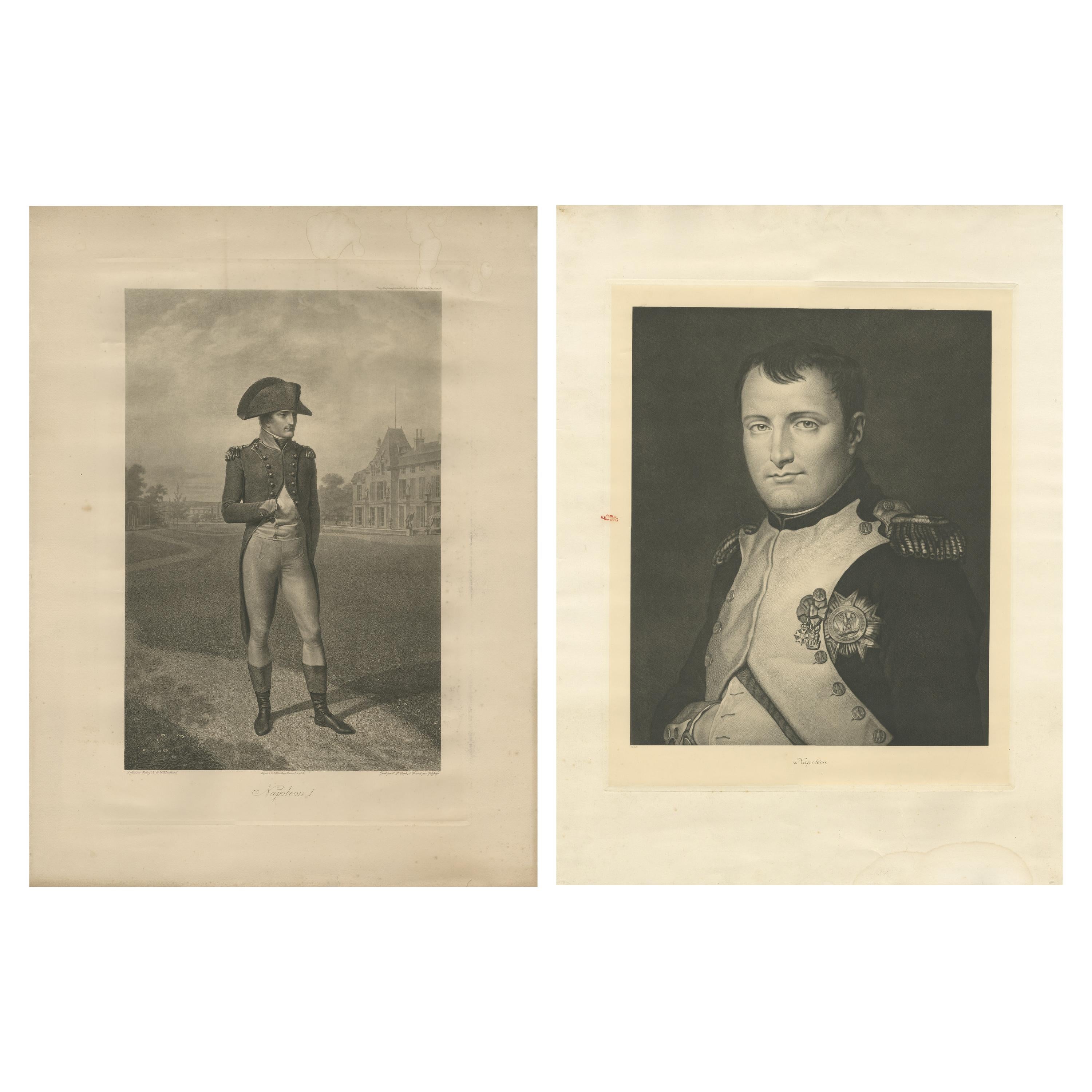 Ensemble de 2 estampes anciennes de Napoléon Bonaparte, vers 1900