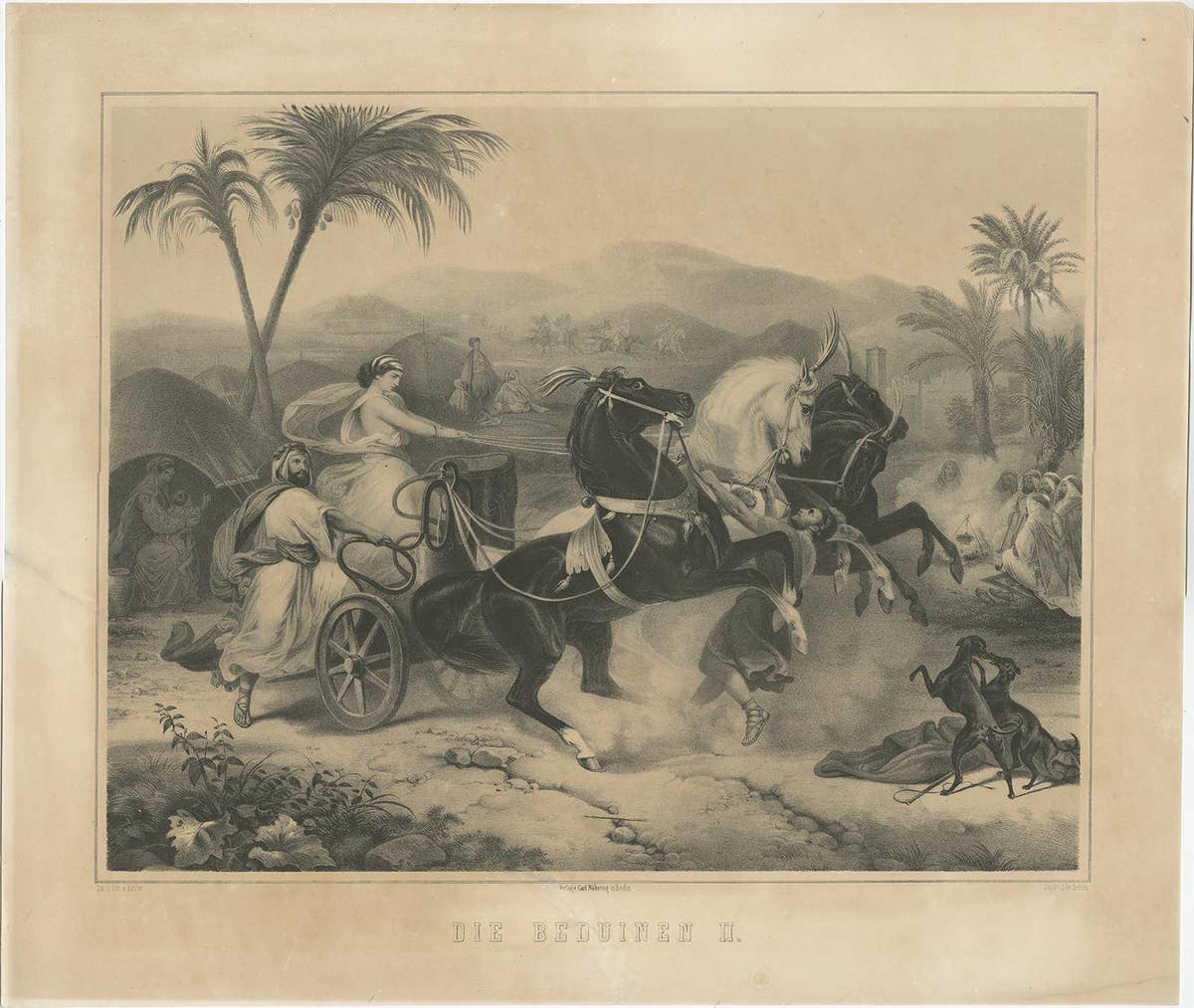 Set of 2 Antique Prints of the Bedouin Nomadic Arab Tribes, circa 1870