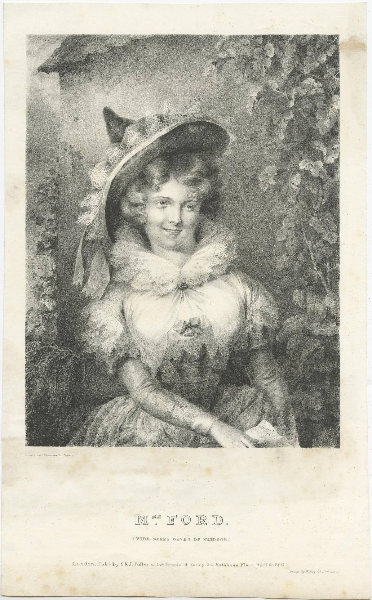 Set of 2 Antique Prints of two Characters of 'The Merry Wives of Windsor'