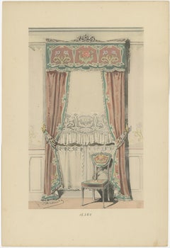 Set of 2 Antique Prints of Window Dressings and Furniture by Beraud, 'c.1890'