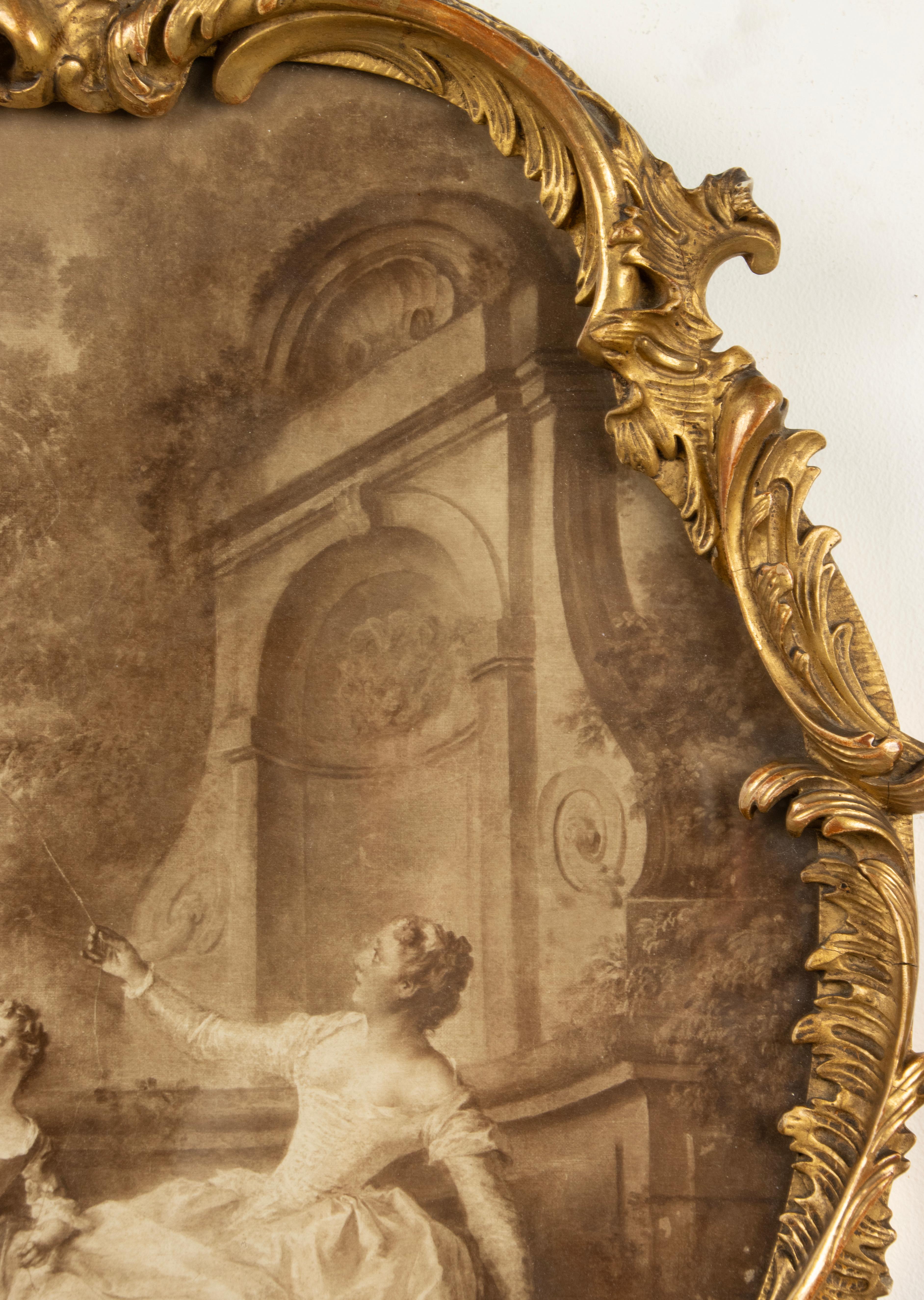 Set of 2 Antique Prints - Romantic Scened - Rococo Style - Late 19th Century In Good Condition For Sale In Casteren, Noord-Brabant