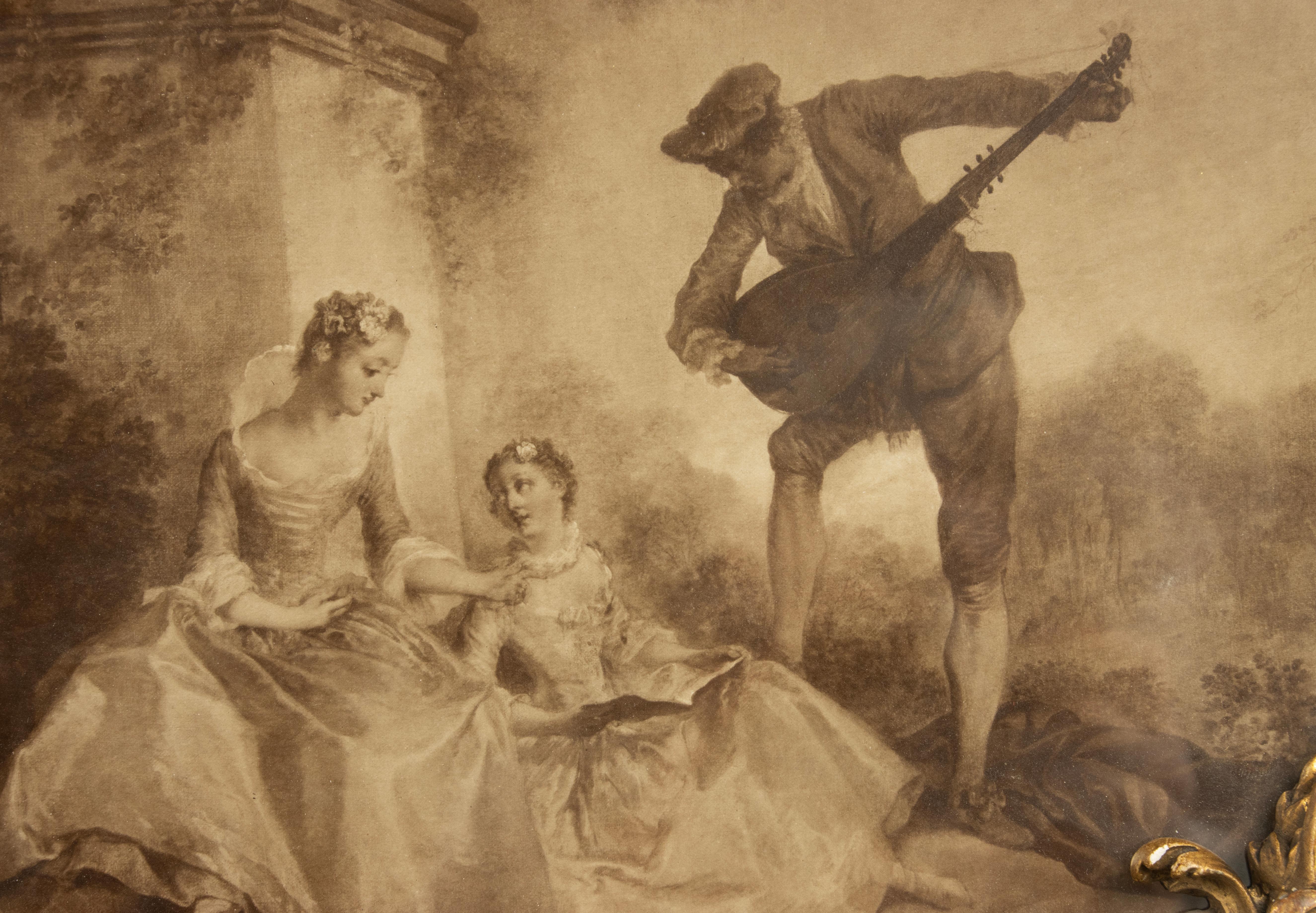 Set of 2 Antique Prints - Romantic Scened - Rococo Style - Late 19th Century For Sale 2