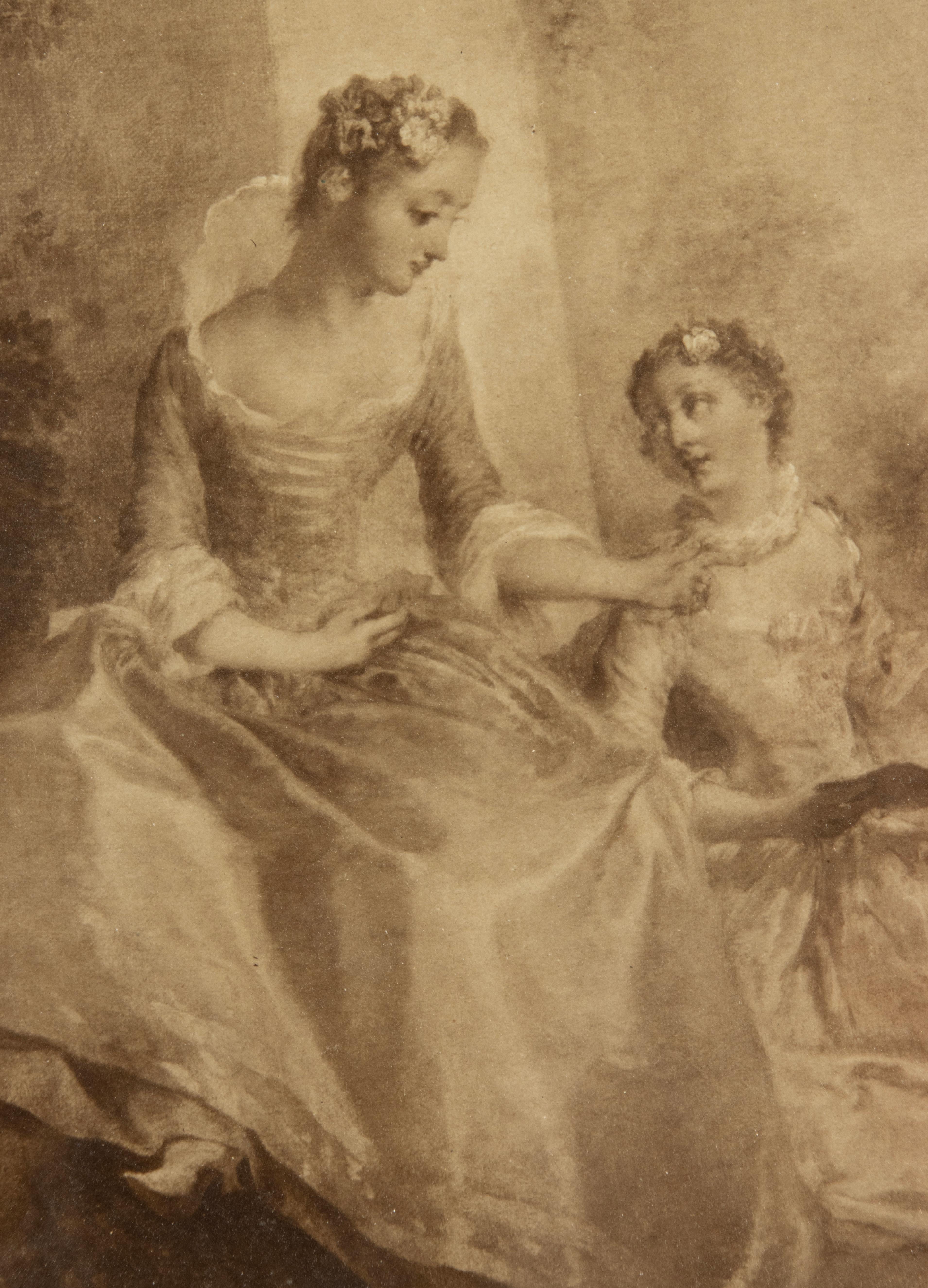 Set of 2 Antique Prints - Romantic Scened - Rococo Style - Late 19th Century For Sale 3