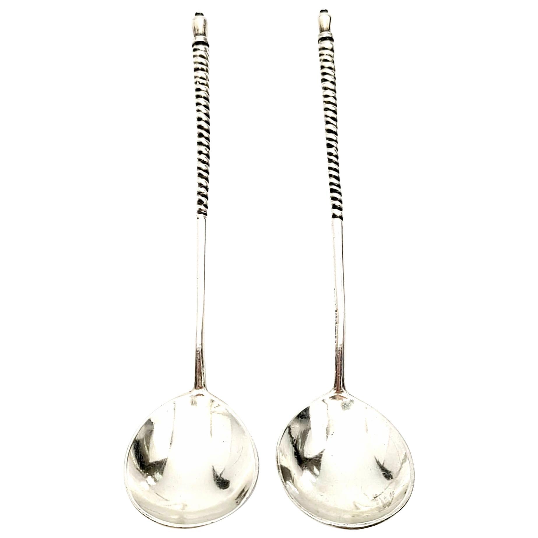 Juego de 2 cucharas antiguas rusas 1876 Moscú 84 de plata grabada