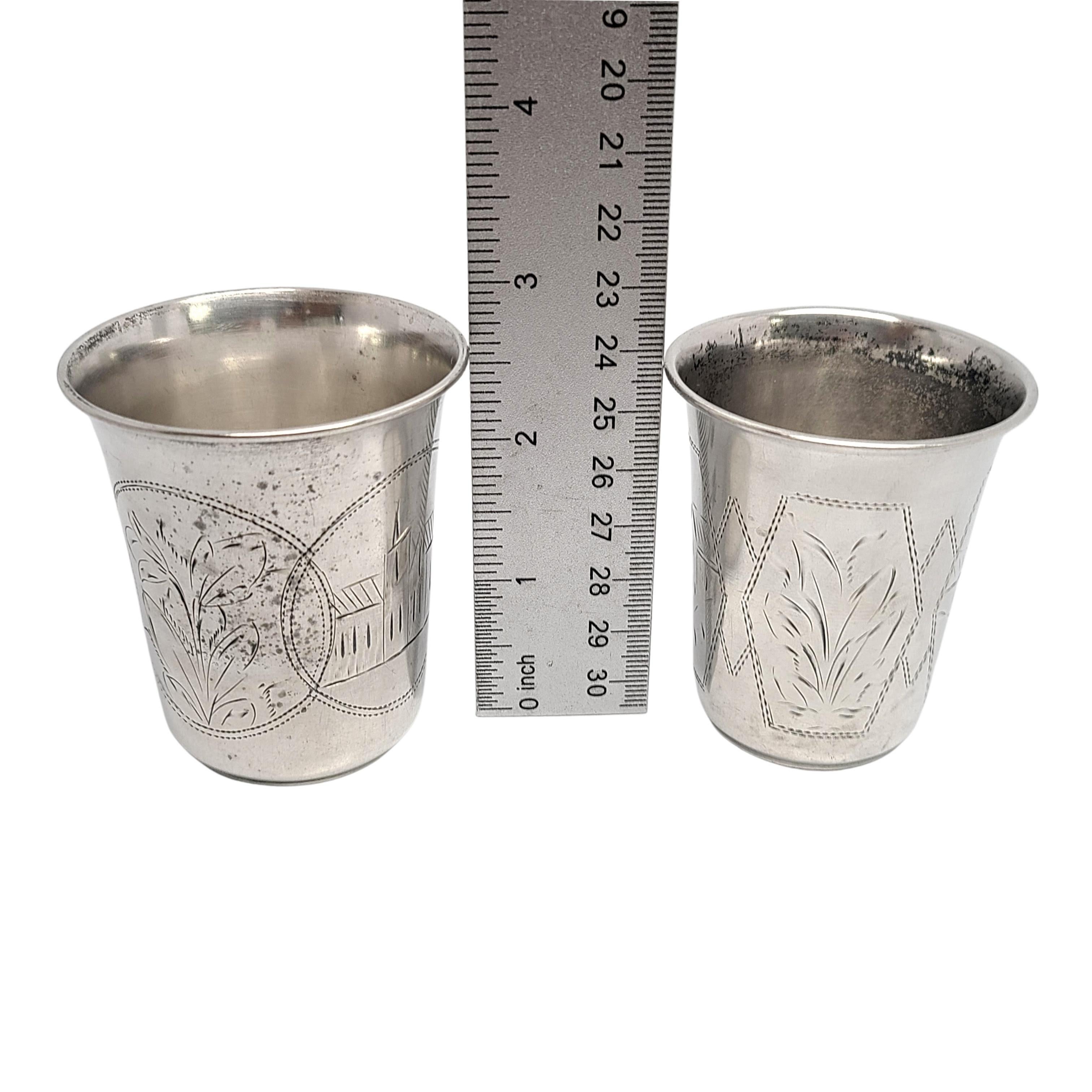Set of 2 Antique Russian 84 Silver Kiddush Cups 1