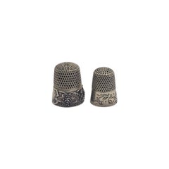 Set of 2 Antique Simon Bros Sterling Silver Thimbles #25014