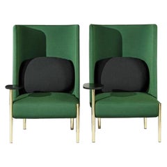 Set of 2 Ara Green Armchairs by Pepe Albargues