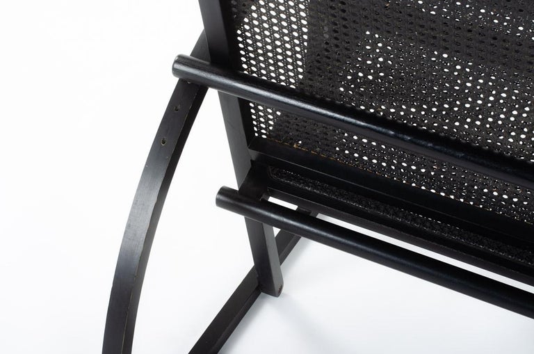 Fauteuil Inclinable Arc Par Pascal Mourgue Pour Triconfort - 1983 - Bois Et Cannage (Noir)