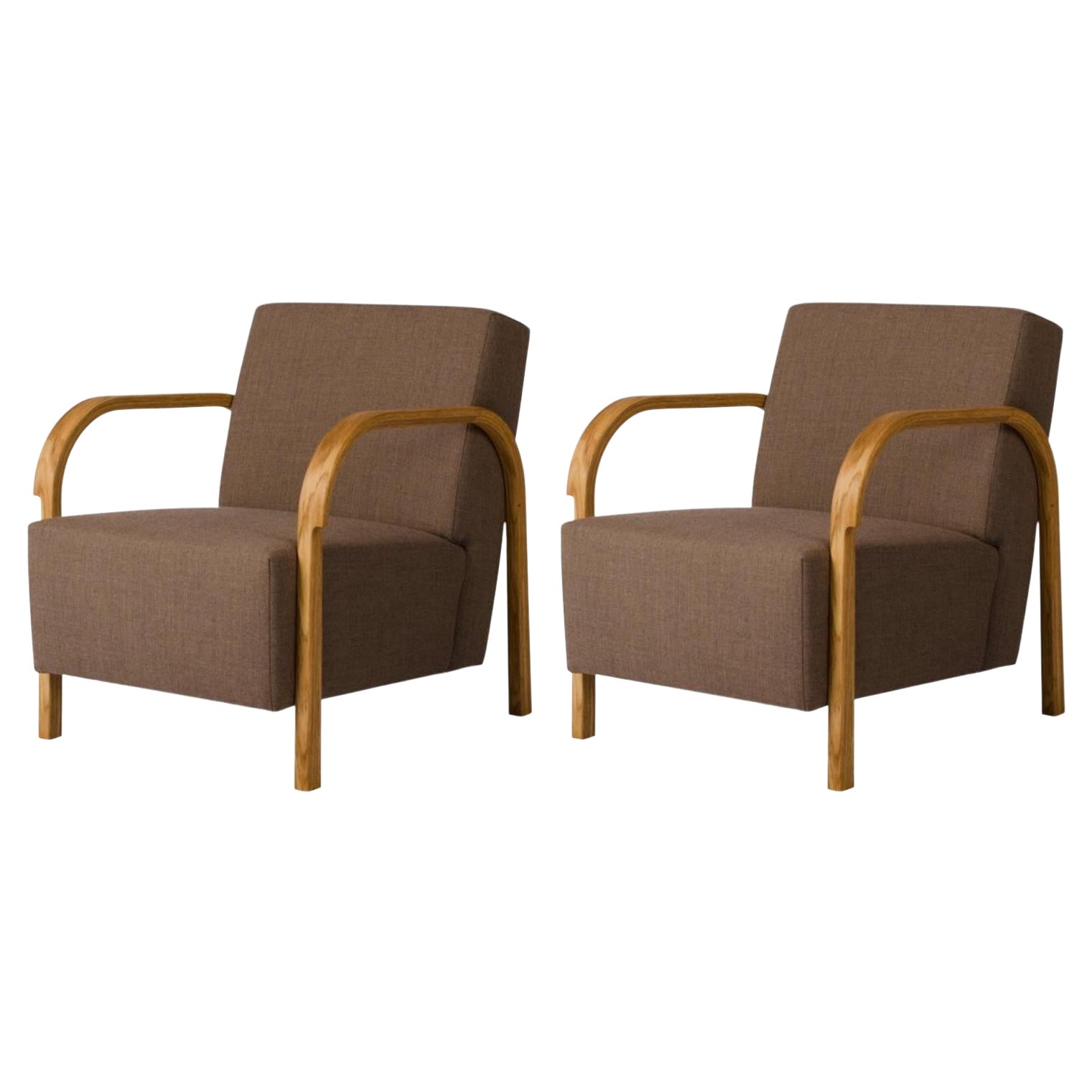 Satz von 2 Arch Loungesesseln aus Eiche und Kvadrat/Hallingdal & Fiord von Mazo Design im Angebot