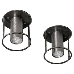 Set Of 2 Archi Round Single Raw Steel Ceiling Lamps by +kouple