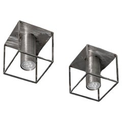 Set Of 2 Archi Square Single Raw Steel Ceiling Lamps by +kouple