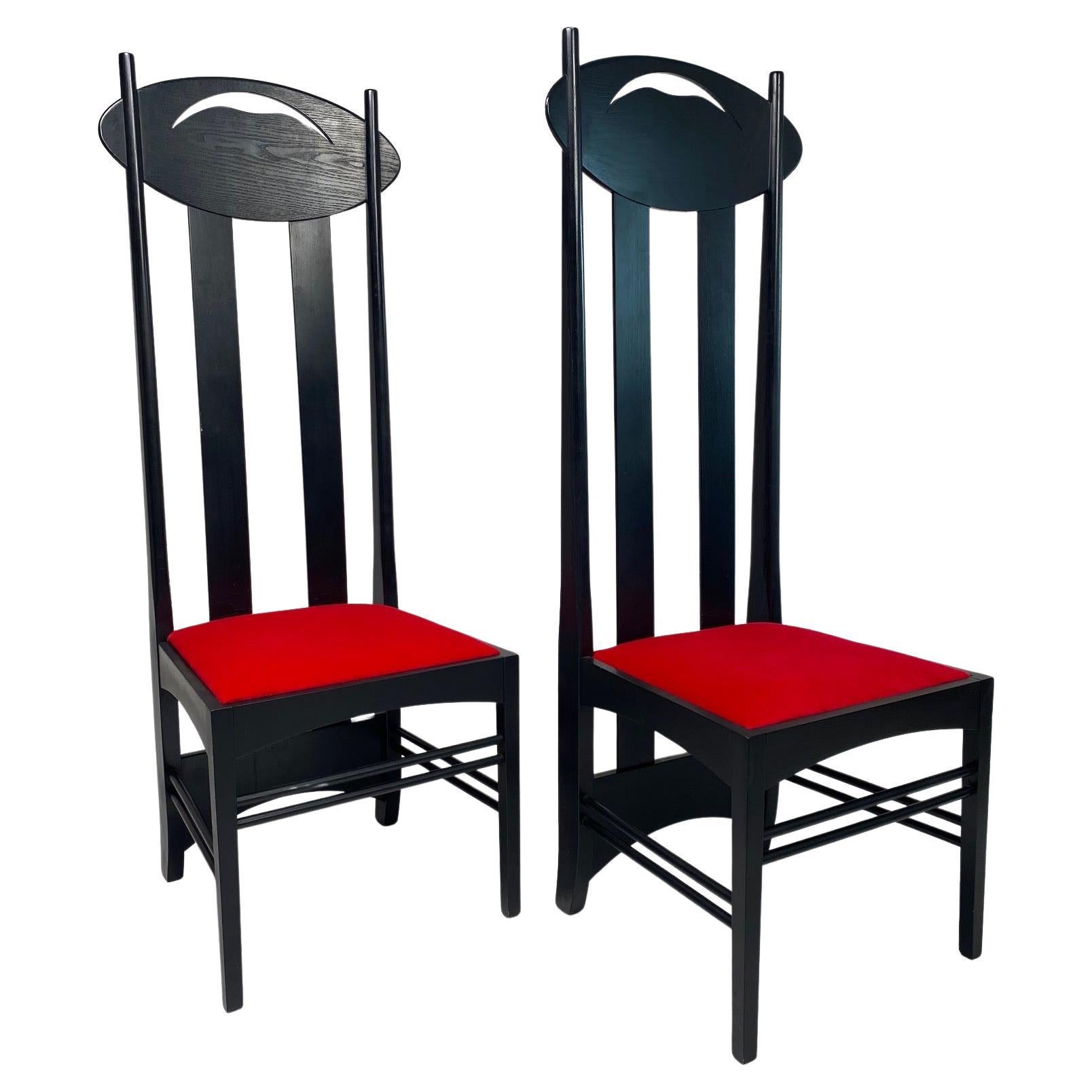 Pair of Argyle chairs by Charles Rennie Mackintosh for Atelier International, Designed 1897 and exhibited at the Eighth Secession Exhibition in Vienna, Austria in 1900,

It is one of the most iconic chairs of the famous Scottish architect,