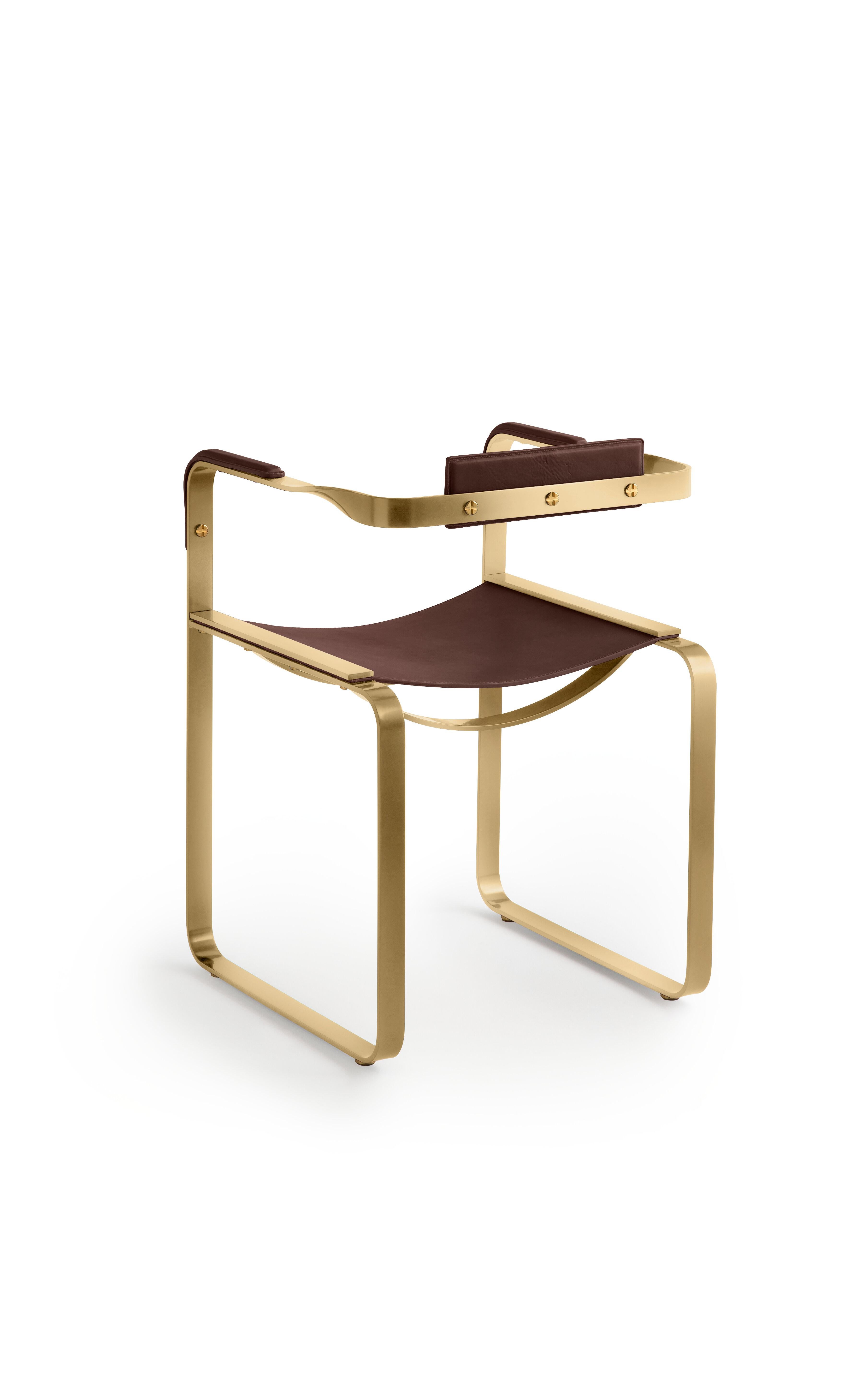2er-Set Sessel, Stahl gealtert und Leder dunkelbraun, Contemporary Style (Minimalistisch) im Angebot