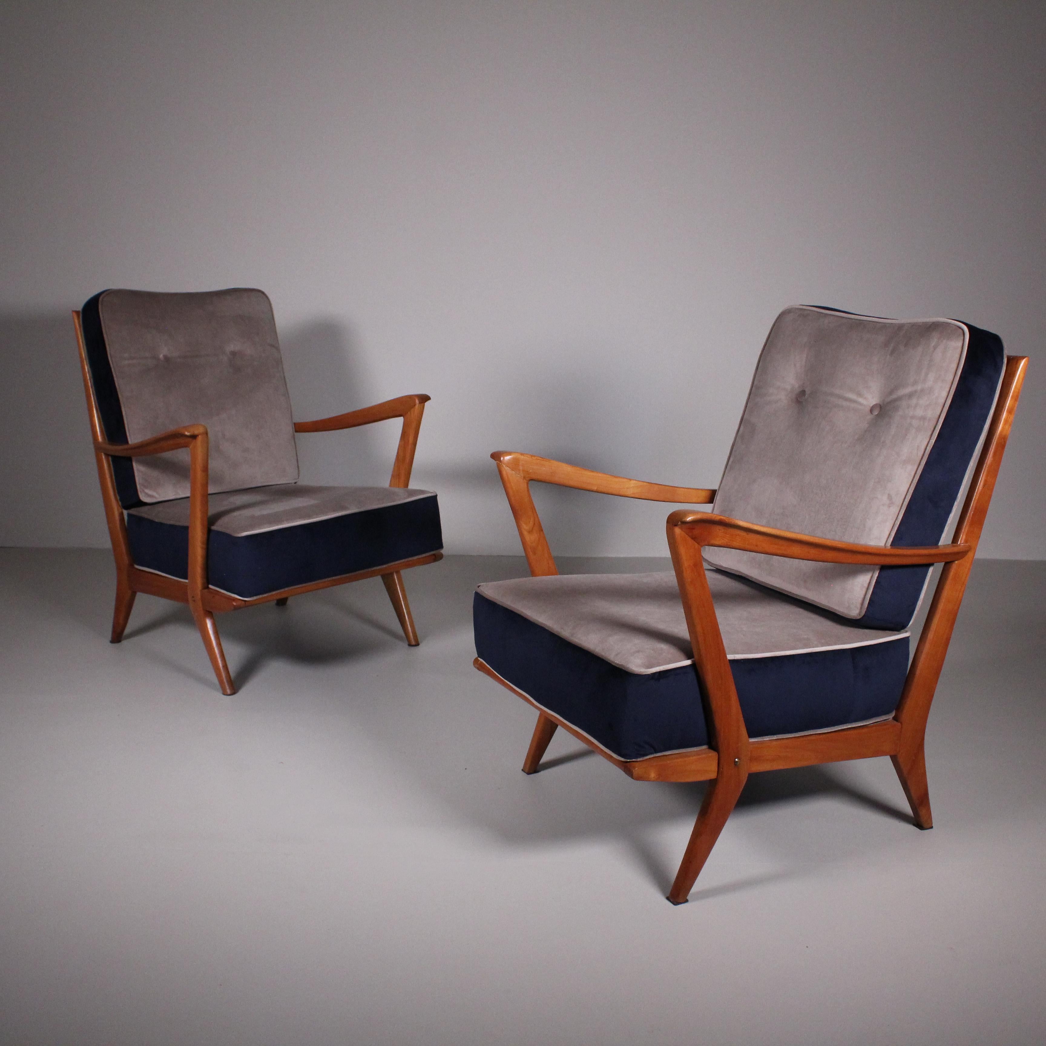 Set of 2 Armchair by Gio Ponti, mod.516, variant, Cassina For Sale 10