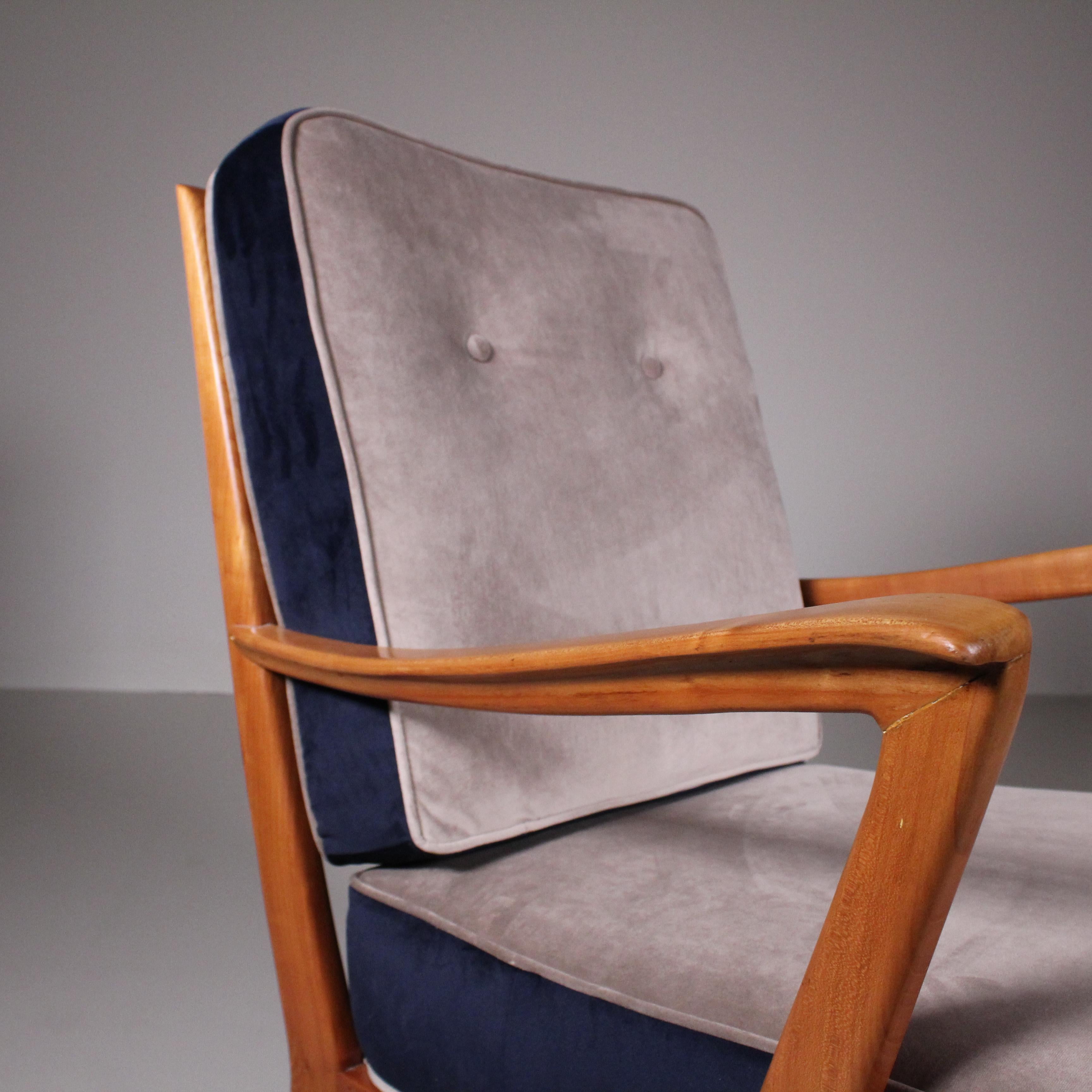 Set of 2 Armchair by Gio Ponti, mod.516, variant, Cassina In Good Condition For Sale In Milano, Lombardia