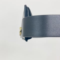 Set of 2 Contemporary Armchair, Nuit Noire Metal & Black Leather, Industrial.