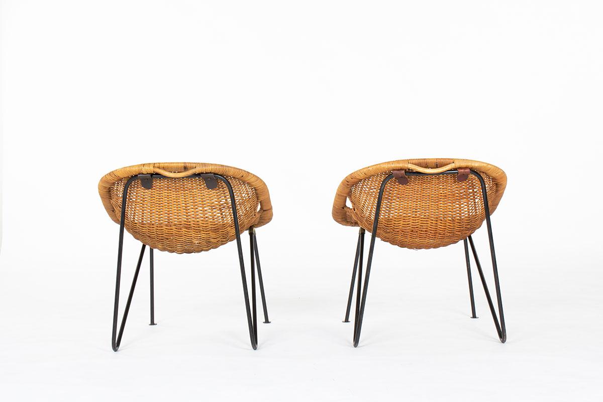 Ensemble de 2 fauteuils Albert Moesch et Ernst Wolfer édition Jenny 1954 Bon état - En vente à JASSANS-RIOTTIER, FR