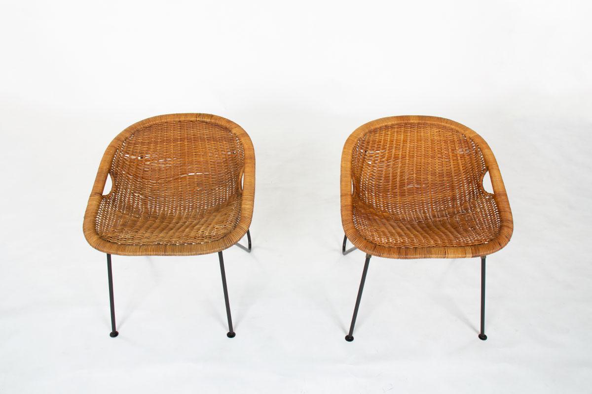 20ième siècle Ensemble de 2 fauteuils Albert Moesch et Ernst Wolfer édition Jenny 1954 en vente