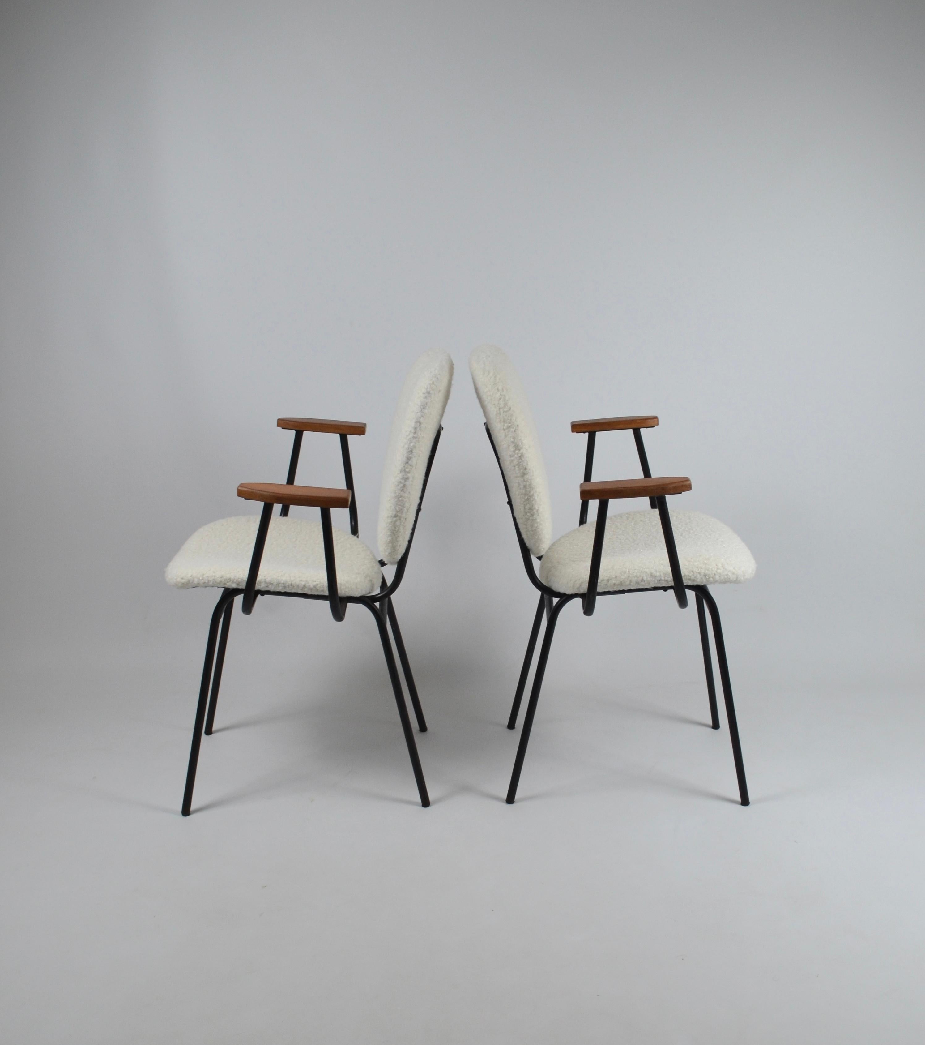 Mid-Century Modern Set of 2 armchairs by Jacques Hitier for Tubauto, 1950s, France For Sale